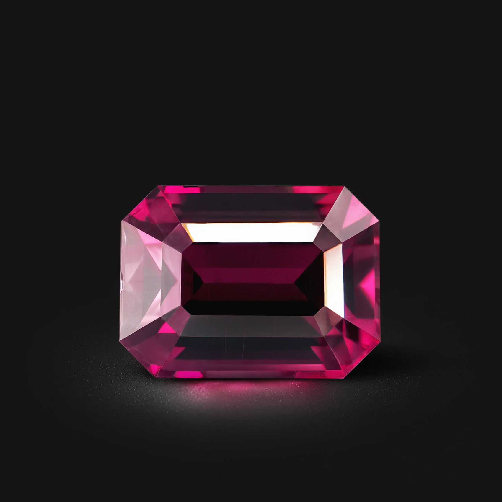 Grenat rhodolite rectangle à pans coupés facetté 3,75ct, violet-rosé profond, pureté parfaite, provenance Madagascar