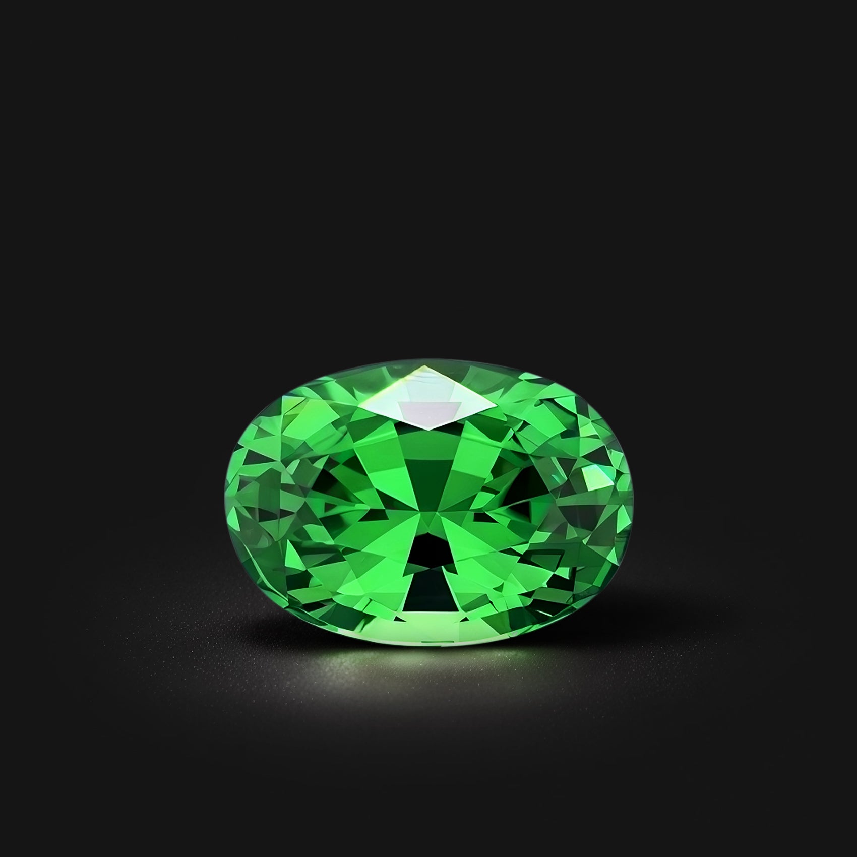 Grenat tsavorite ovale facetté 0,61 carat, couleur vert intense, Kenya