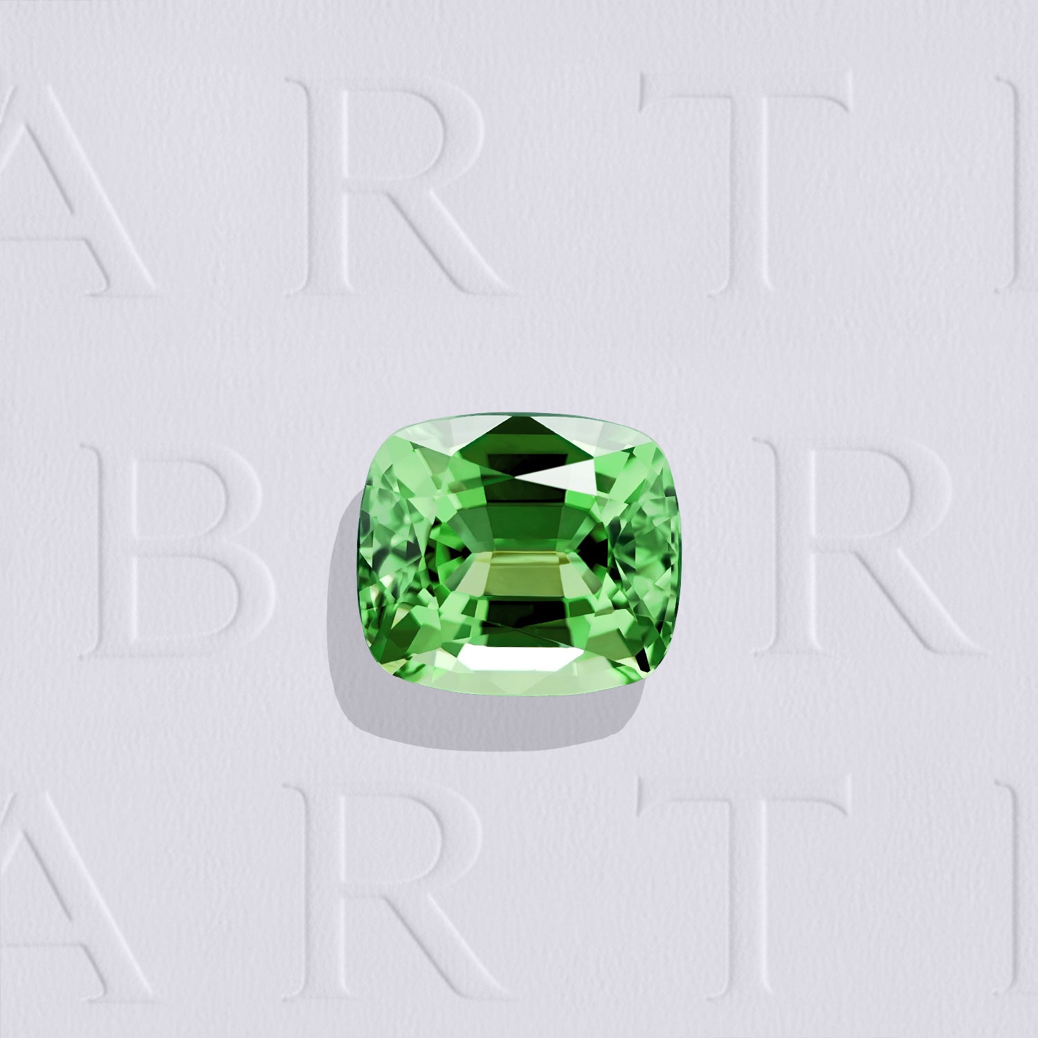 Tsavorite naturel coussin rectangle facettée de 1.04 carat, originaire de Merelani en Tanzanie, de couleur vert soutenu, sans inclusion visible à l’œil nu et non traité.
