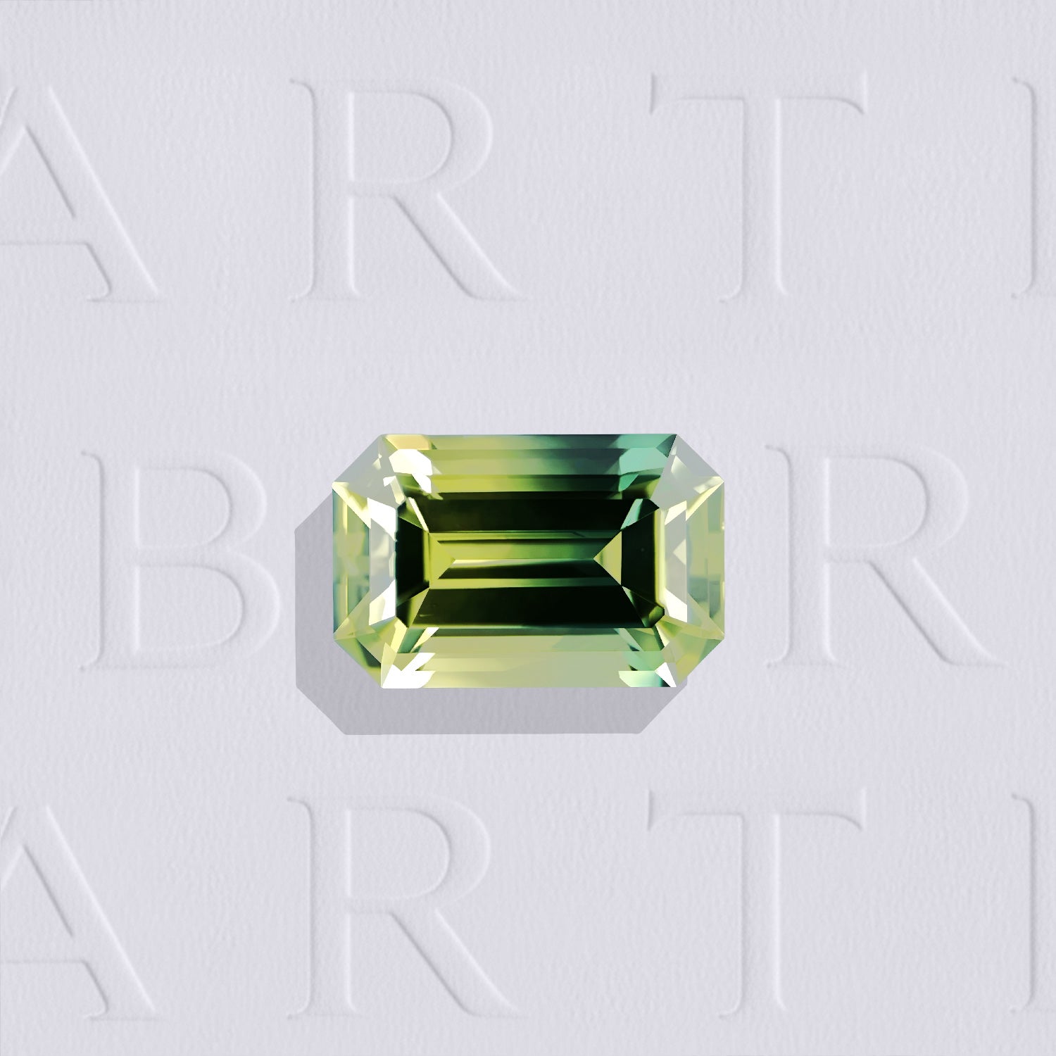 Saphir bicolore naturel rectangle à pans coupés facetté de 1.11 carat, présentant des couleurs jaune et bleu-vert, sans inclusion visible à l'œil nu et non traité. Australie.