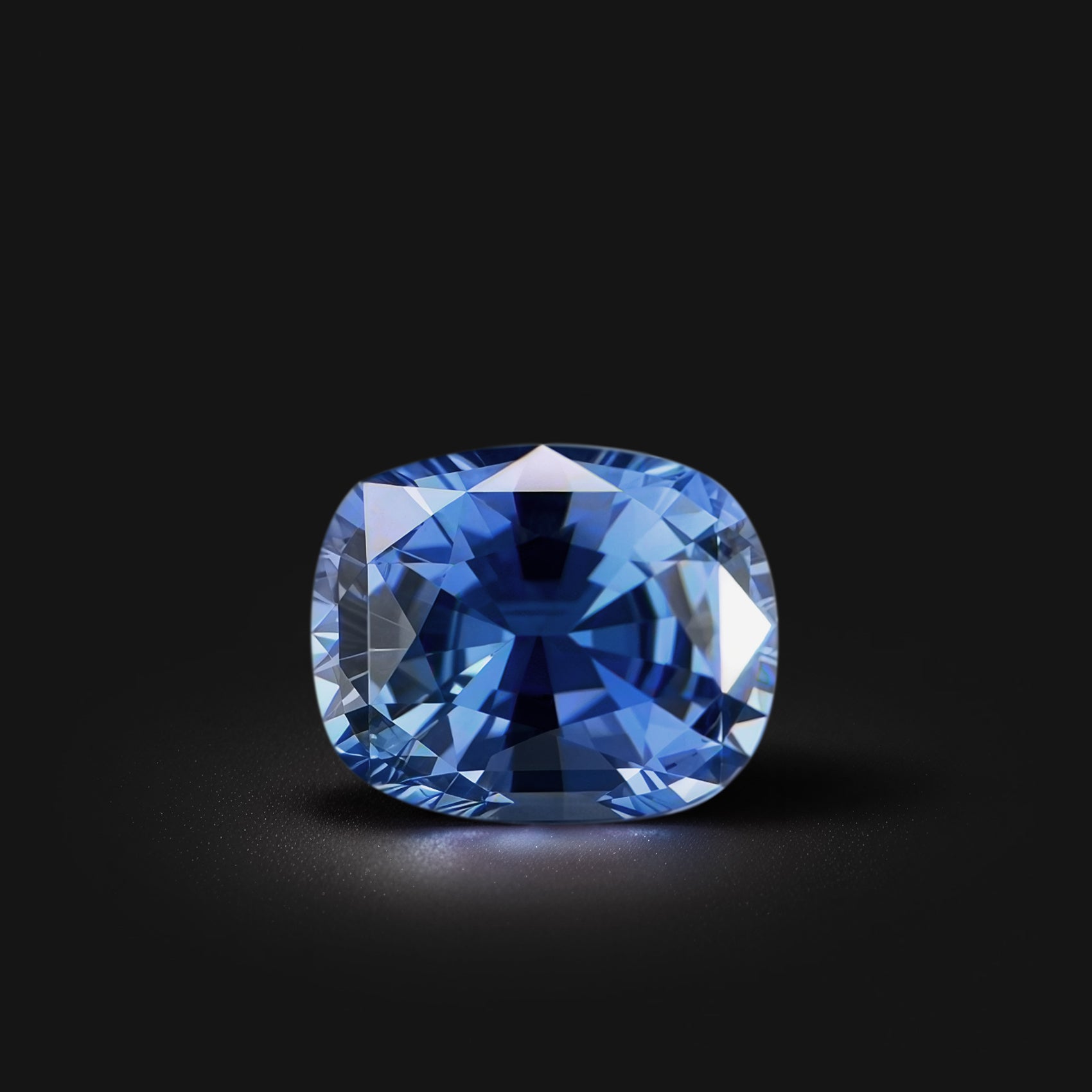 Saphir bleu coussin rectangle facetté 1,74ct, couleur bleu soutenu, pureté sans inclusion, Sri Lanka