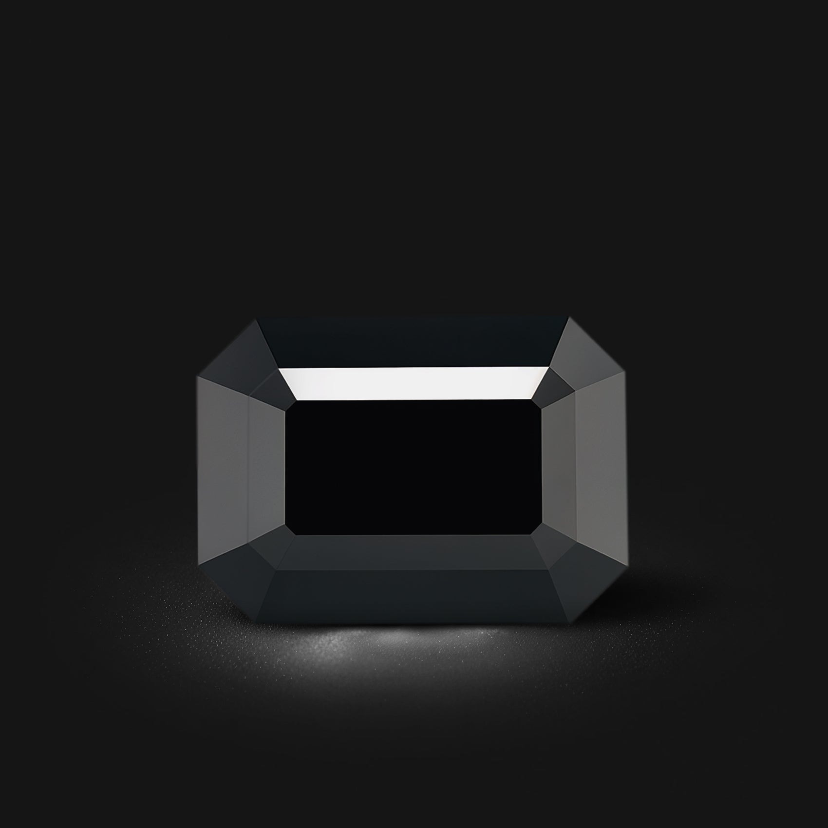 Spinelle noir rectangle à pans coupés facetté 2,09ct, noir opaque, Thaïlande