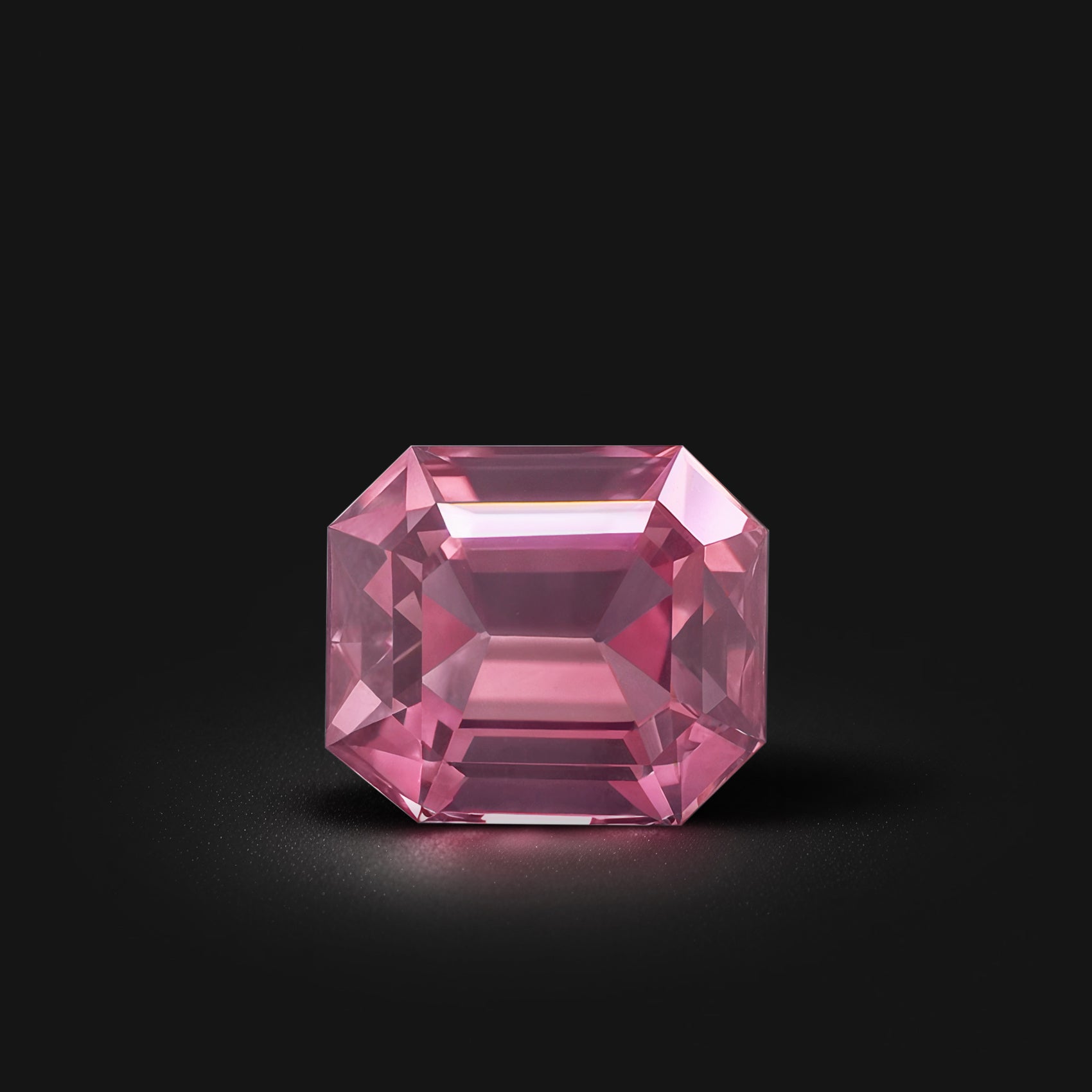 Spinelle rose rectangle à pans coupés facetté 1,40ct, rose-violet soutenu, inclusions légères, origine Tanzanie