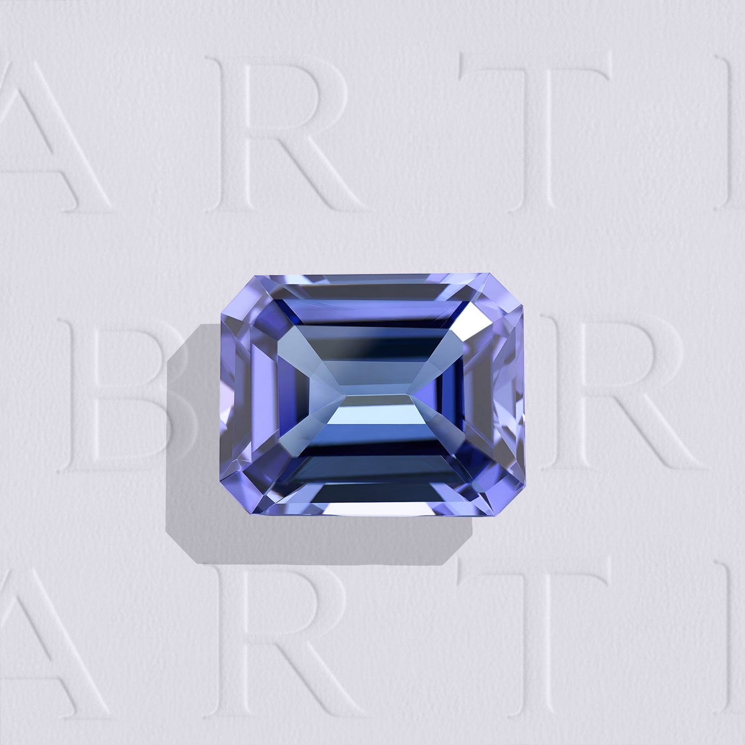 Tanzanite naturelle rectangle à pans coupés facettée de 4.44 carats, de couleur bleu violet prononcé et sans inclusion visible à l'œil nu. Gemme chauffée