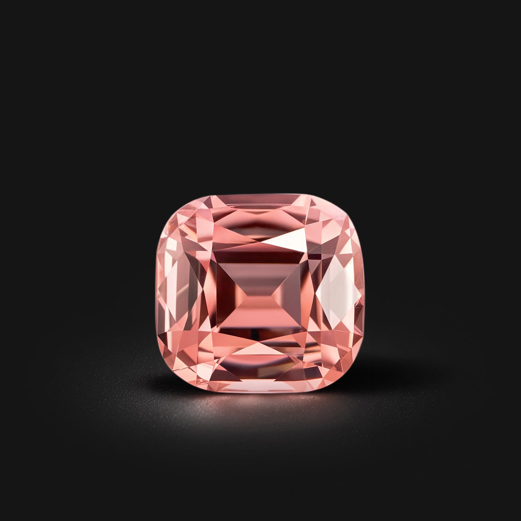 Tourmaline rose coussin rectangle facettée 2,17ct, rose-orangé soutenu, très légèrement incluse, Congo