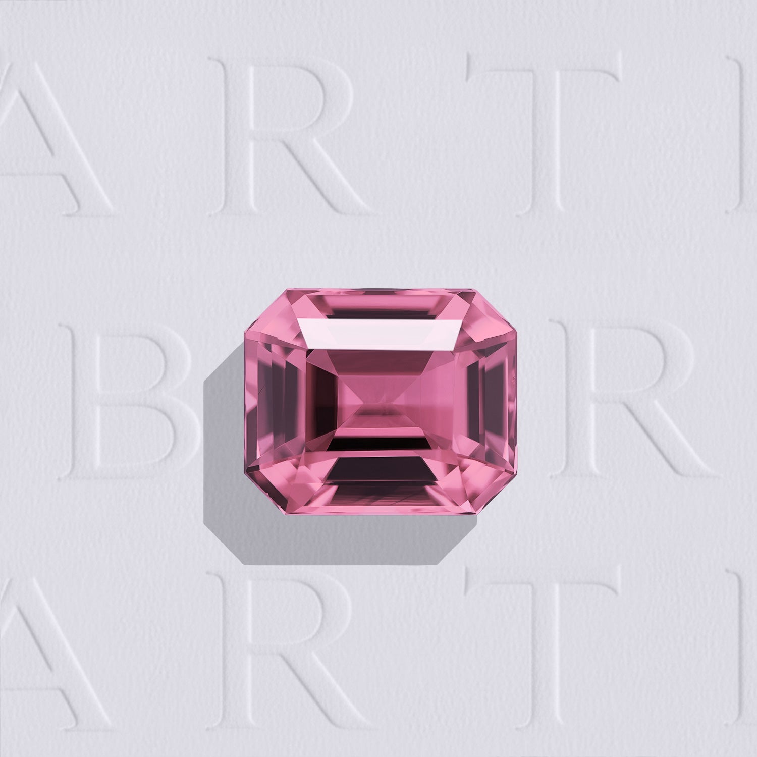 Tourmaline rose naturelle rectangle à pans coupés facettée de 2.40 carats, de couleur rose soutenu, originaire du Congo et sans inclusion visible à l'œil nu.