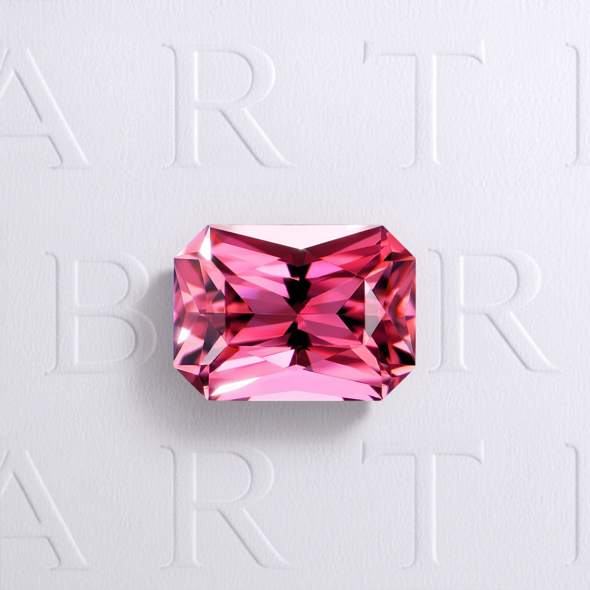Tourmaline rose naturelle rectangle à pans coupés facettée de 1.74 carat, originaire de la République démocratique du Congo, de couleur rose-violet soutenu, sans inclusion visible à l'œil nu et non traitée.