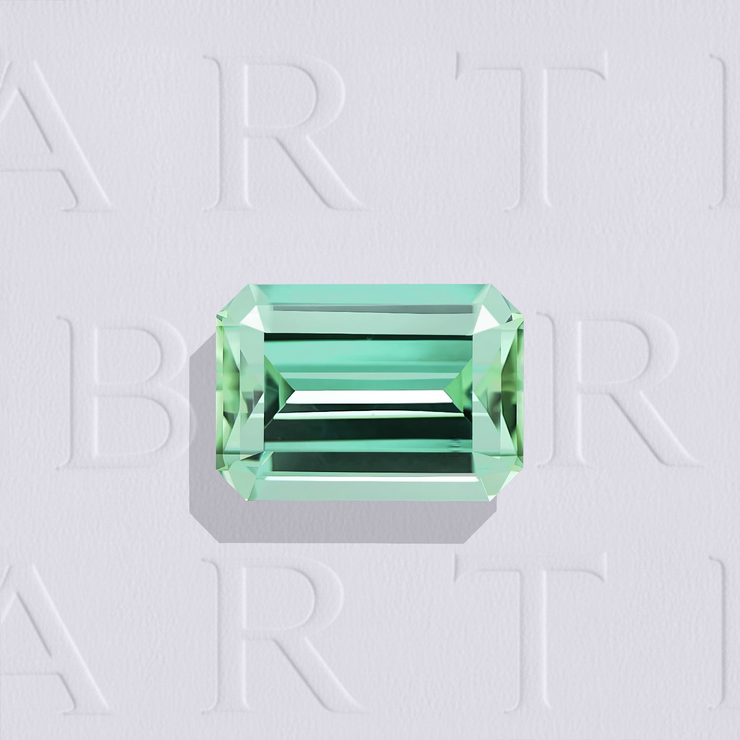 Tourmaline verte naturelle rectangle à pans coupés facettée de 2.16 carats, originaire d’Afghanistan, de couleur vert-bleuté prononcé, sans inclusion visible à l'œil nu. Aucun traitement.