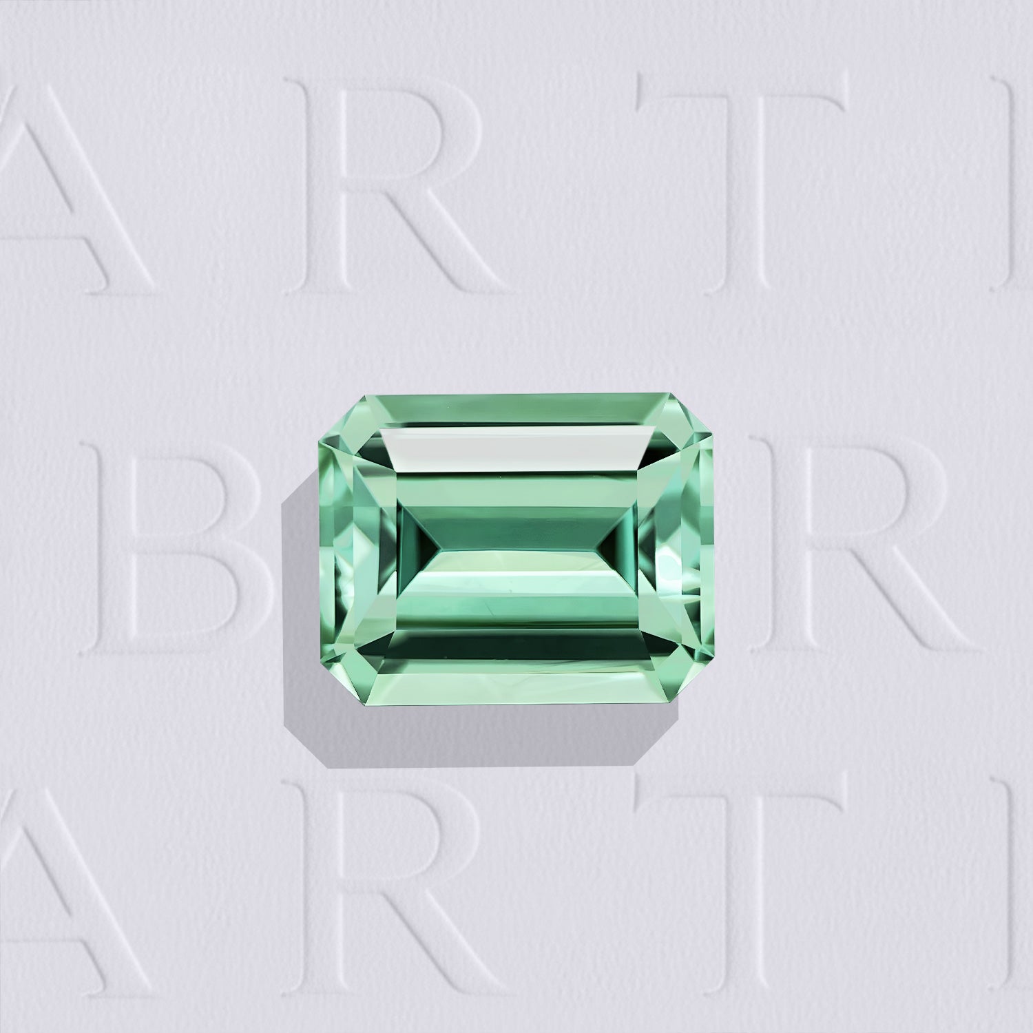 Tourmaline verte naturelle rectangle à pans coupés facettée de 2.42 carats, originaire d’Afghanistan, de couleur vert-bleuté prononcé, sans inclusion visible à l'œil nu. Aucun traitement.