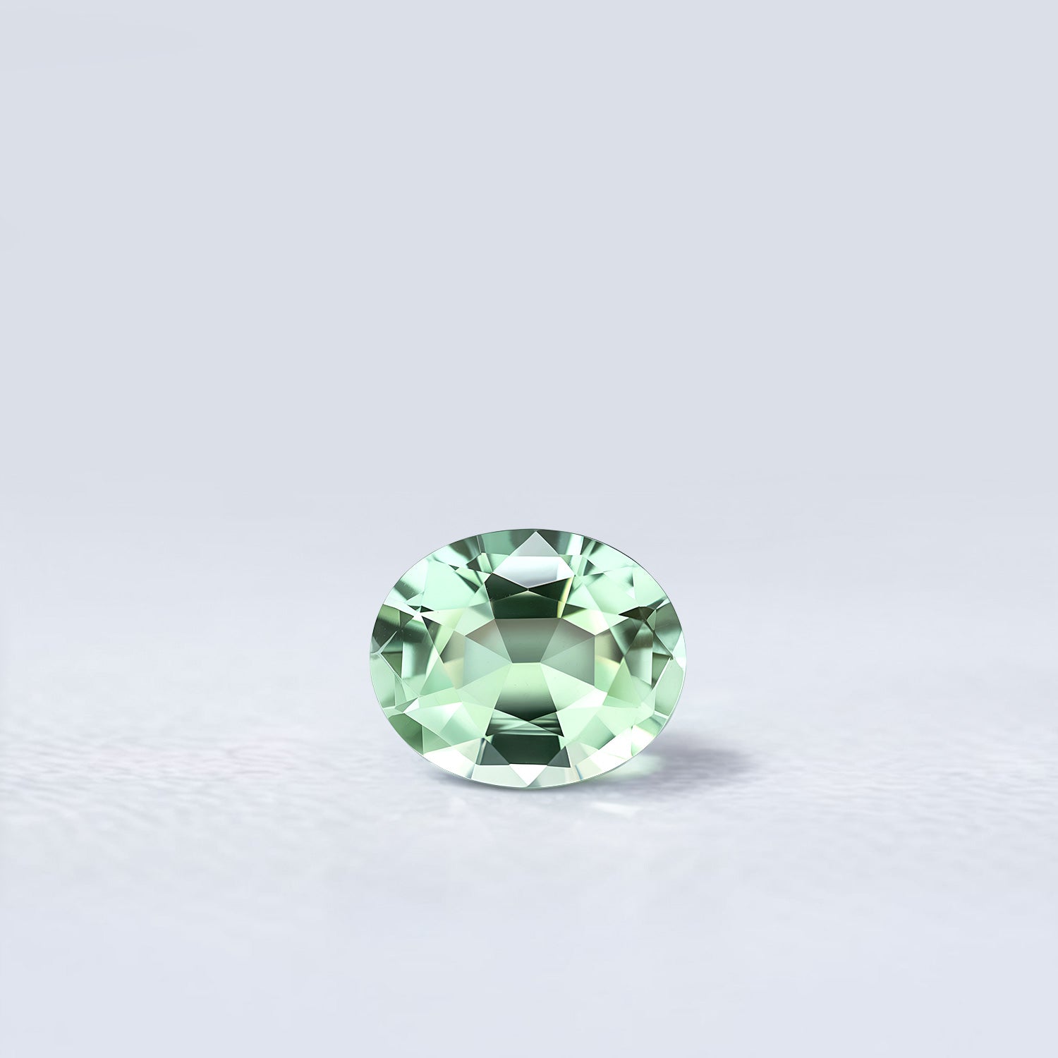 Tourmaline verte 1,97 carat, ovale facettée, vert très léger, provenance République Démocratique du Congo