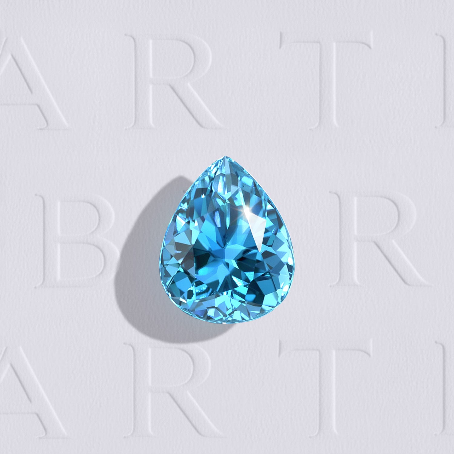 Zircon bleu naturel en forme de poire de 1.89 carat facetté, couleur cyan soutenu, provenance Cambodge