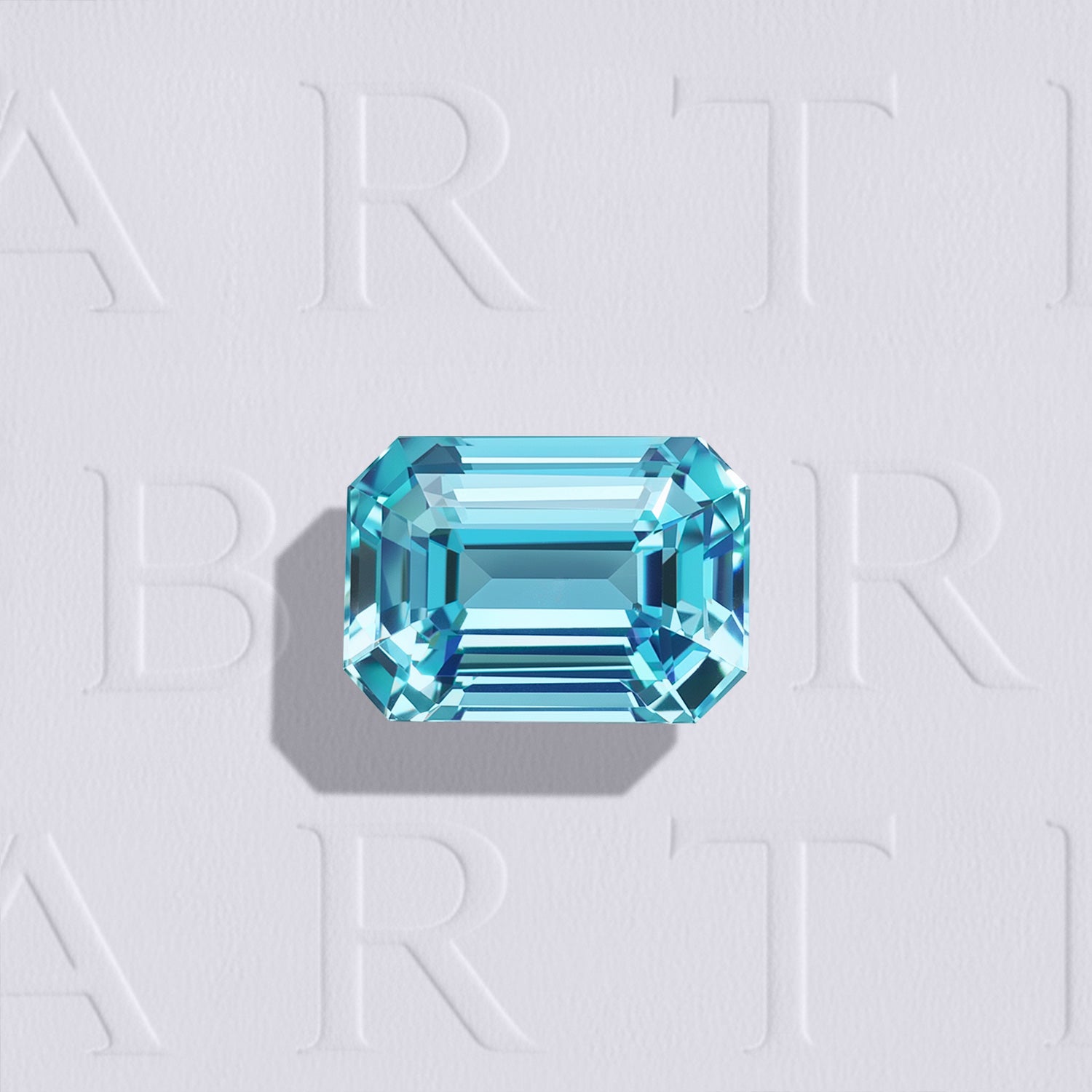 Zircon bleu cyan naturel de 1.54 carat facetté en rectangle à pans coupés, Provenance Cambodge.