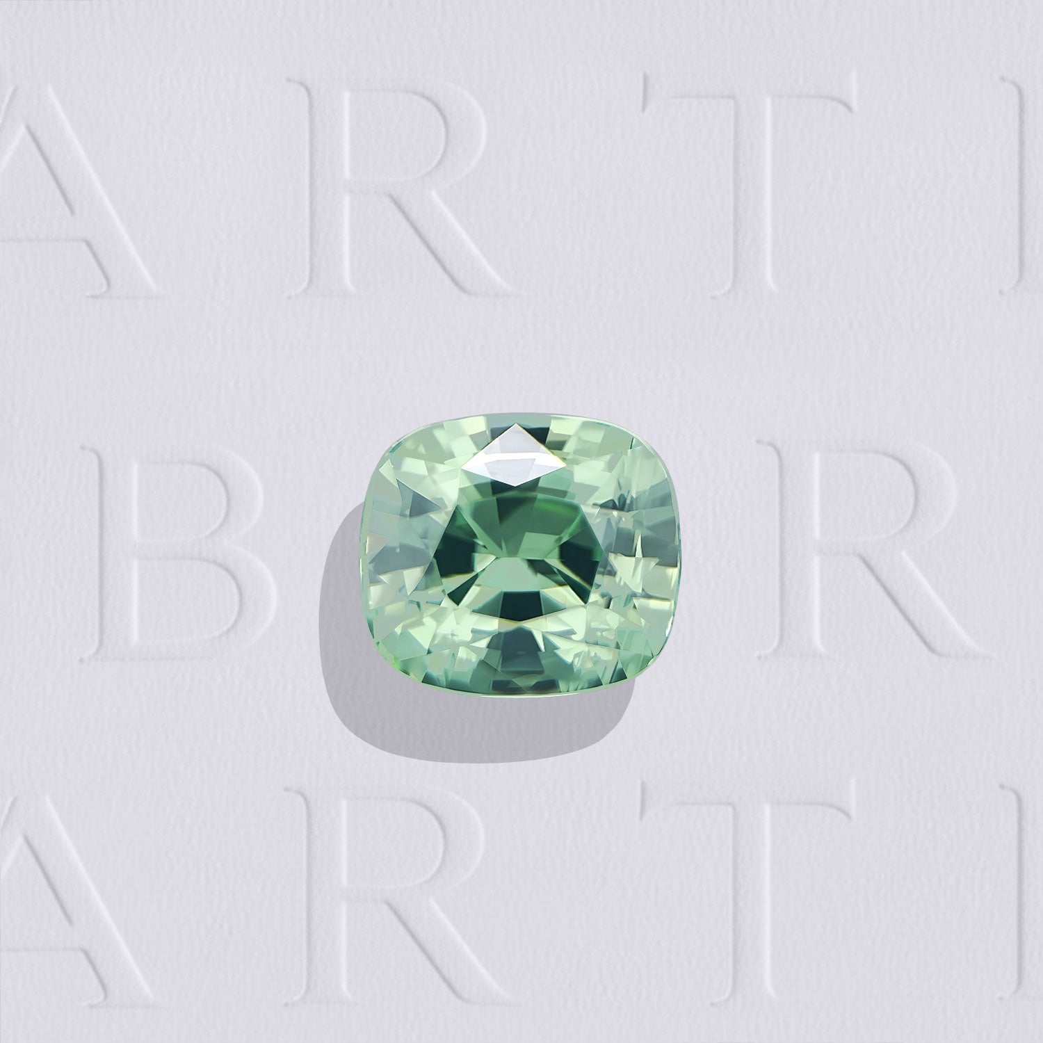 Zircon vert naturel coussin rectangle facetté de 1.48 carat, originaire du Sri Lanka, de couleur vert-bleuté prononcé, très légèrement inclus et chauffé.