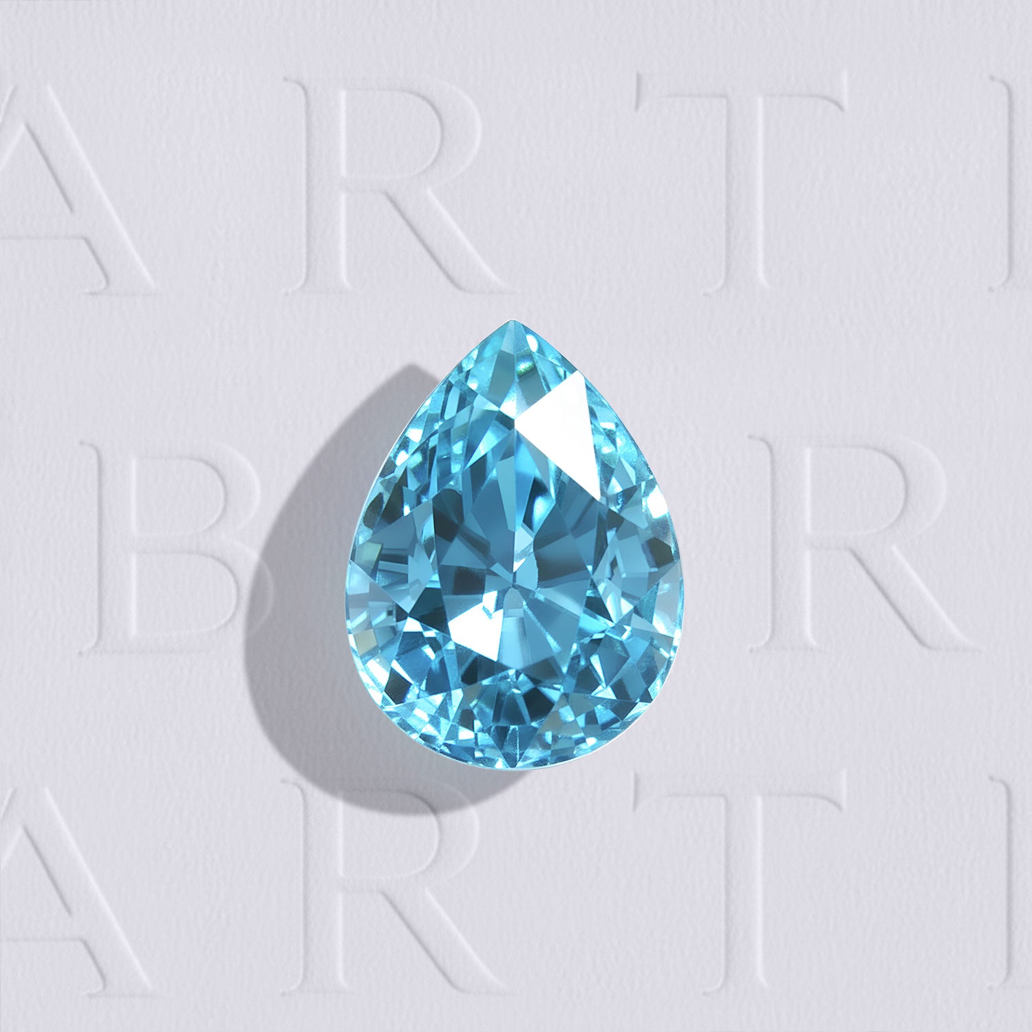 Zircon naturel poire facetté 3,13ct, cyan bleuté soutenu, pas d'inclusions visibles à l'oeil nu, origine Cambodge