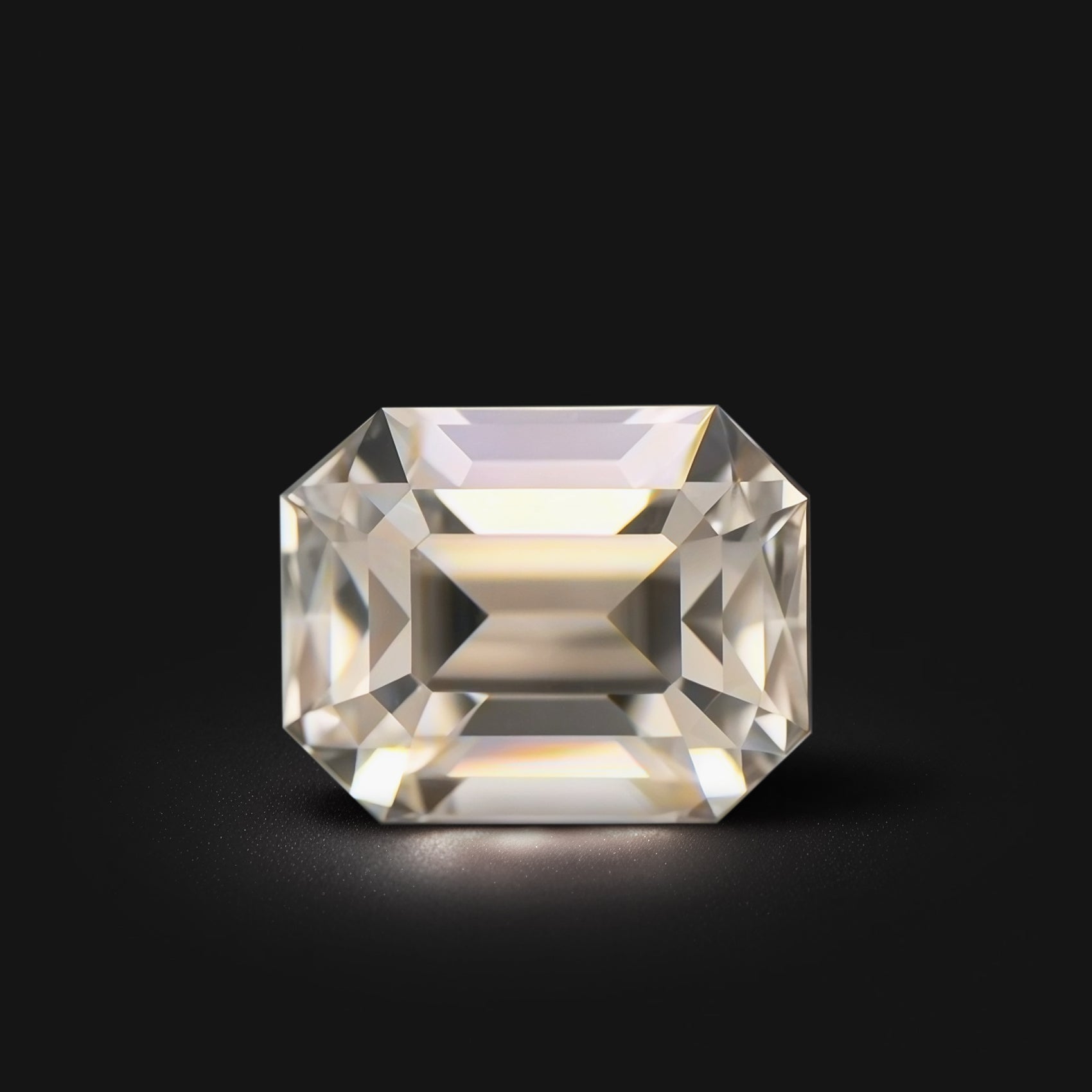 Zircon rectangle à pans coupés facetté 3,16ct, brun-jaune très léger, pureté sans inclusion à l’œil nu, provenance Tanzanie