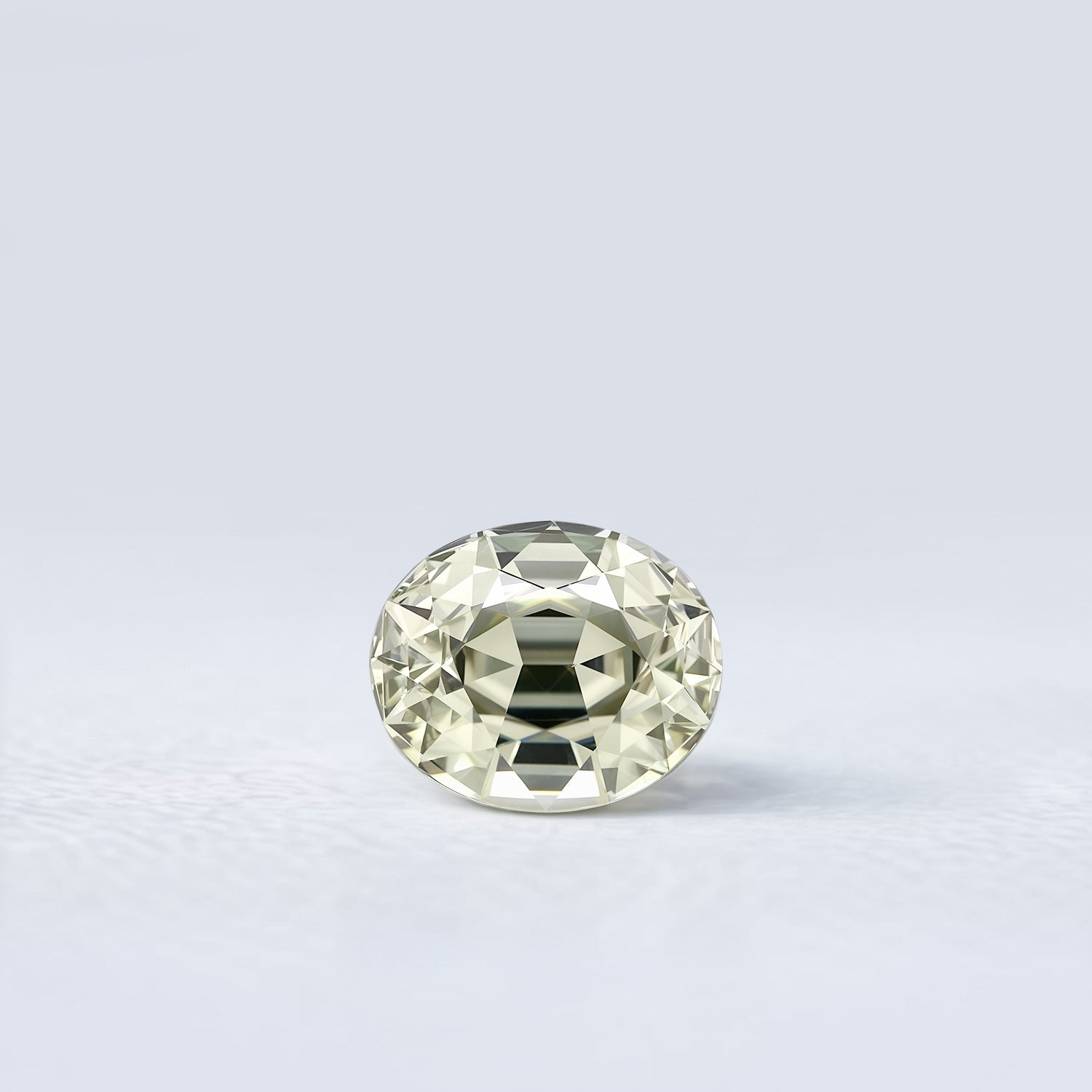 Zircon vert ovale facetté 3,48 carats, couleur vert-jaune pastel, origine Sri-Lanka