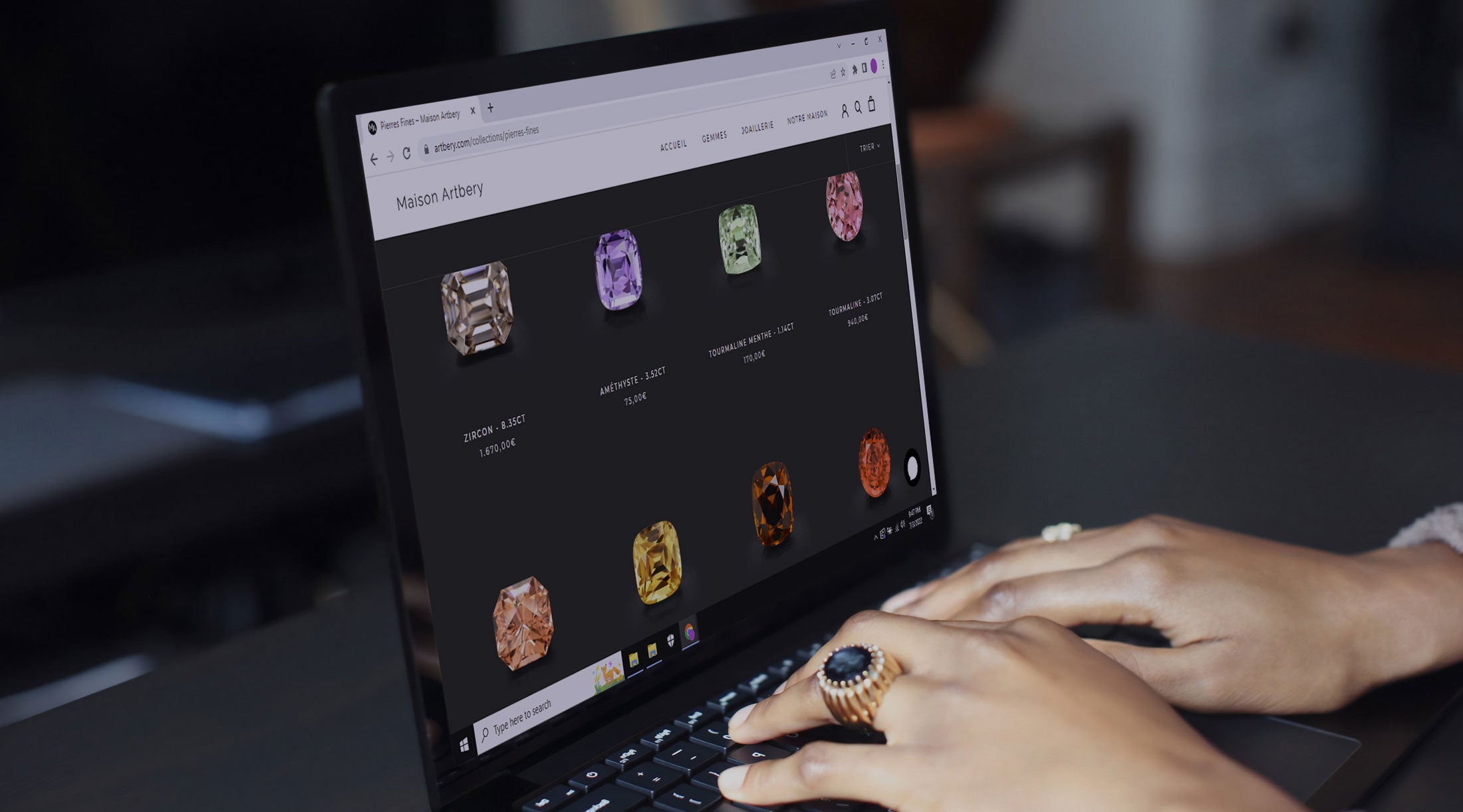 Accès à l’espace pro Maison Artbery avec catalogue exclusif de pierres précieuses