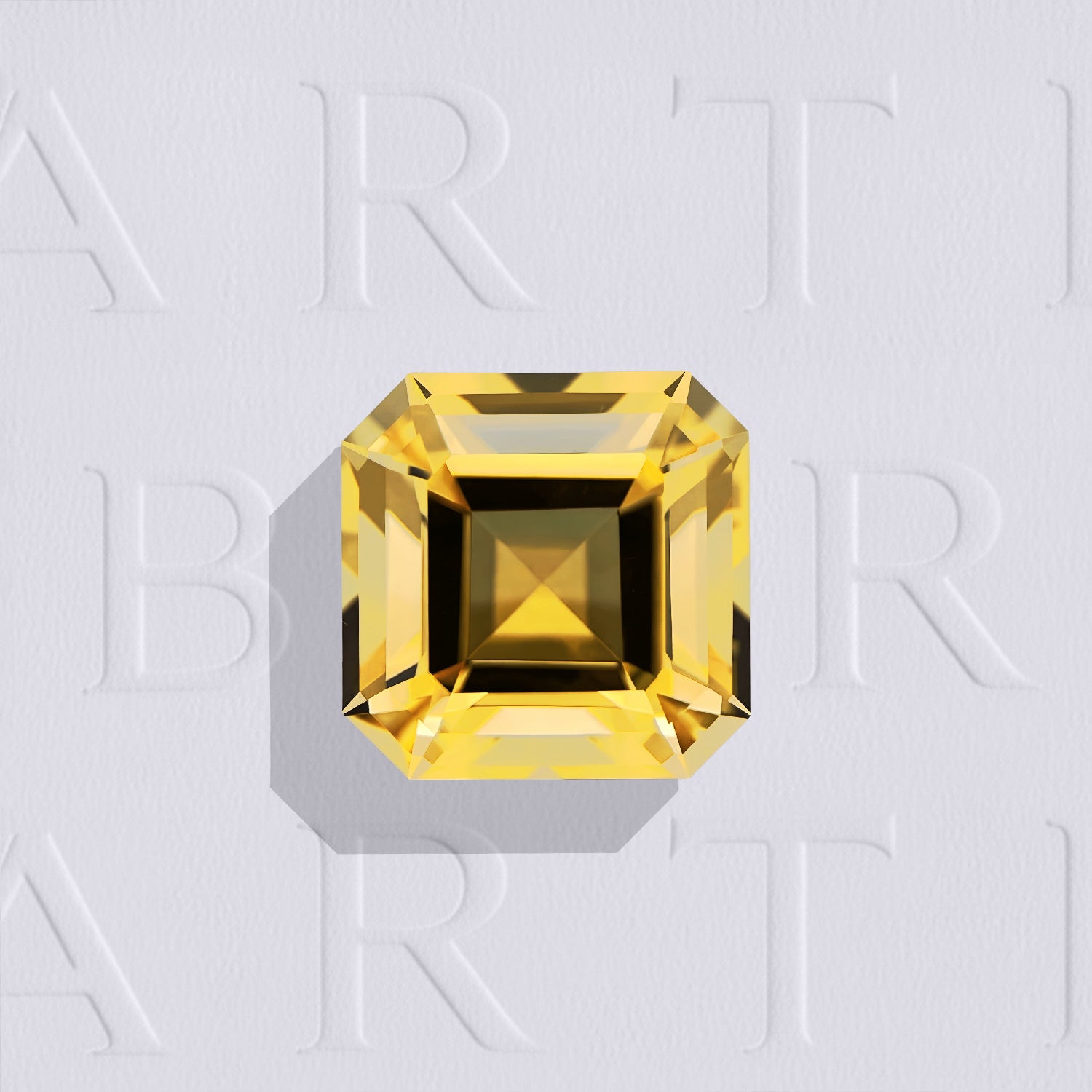 Citrine naturelle carrée à pans coupés facettée de 3.37 carats, originaire du Brésil, de couleur jaune-orangé prononcé, sans inclusion à la loupe 10x et chauffée.