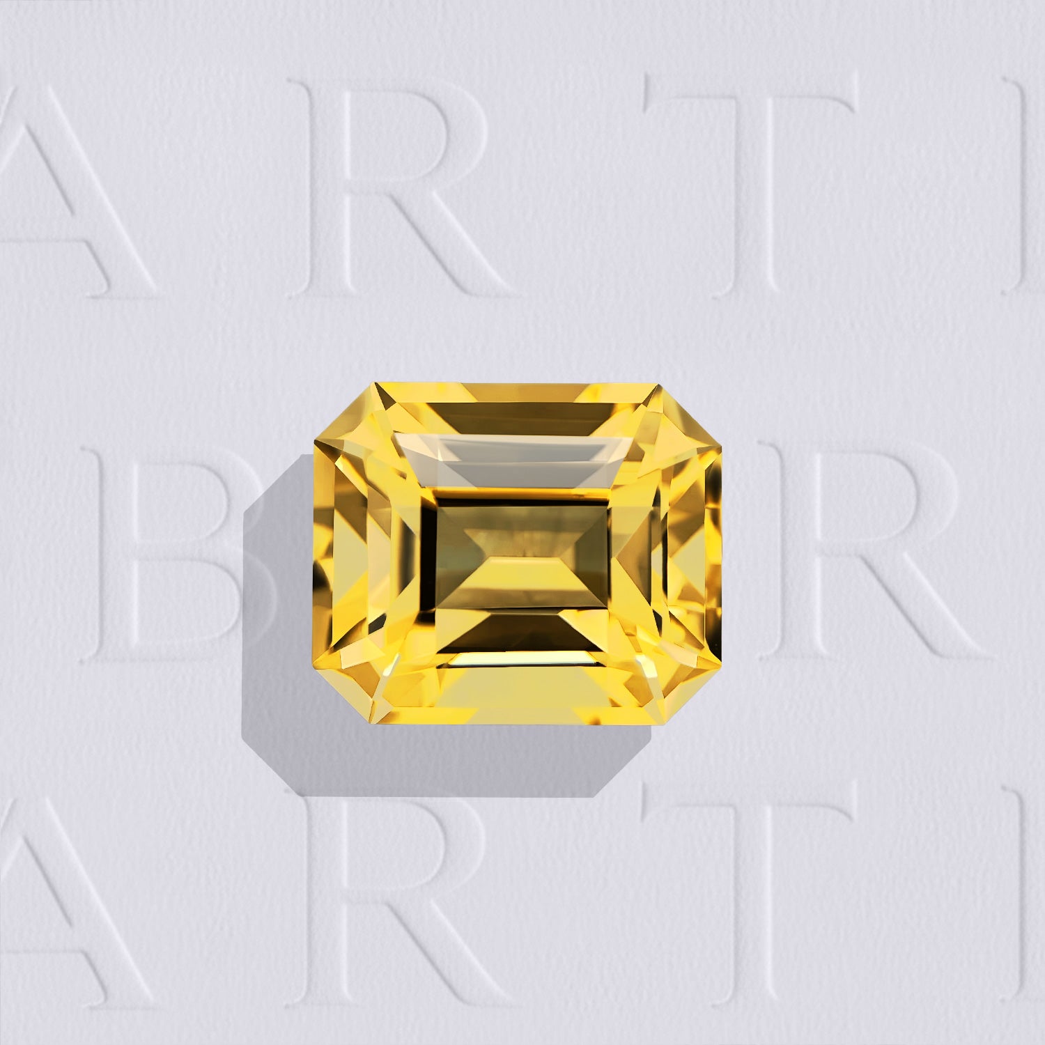 Citrine naturelle rectangle à pans coupés facettée de 4.79 carats, originaire du Brésil, de couleur jaune-orangé prononcé, sans inclusion à la loupe 10x et chauffée.