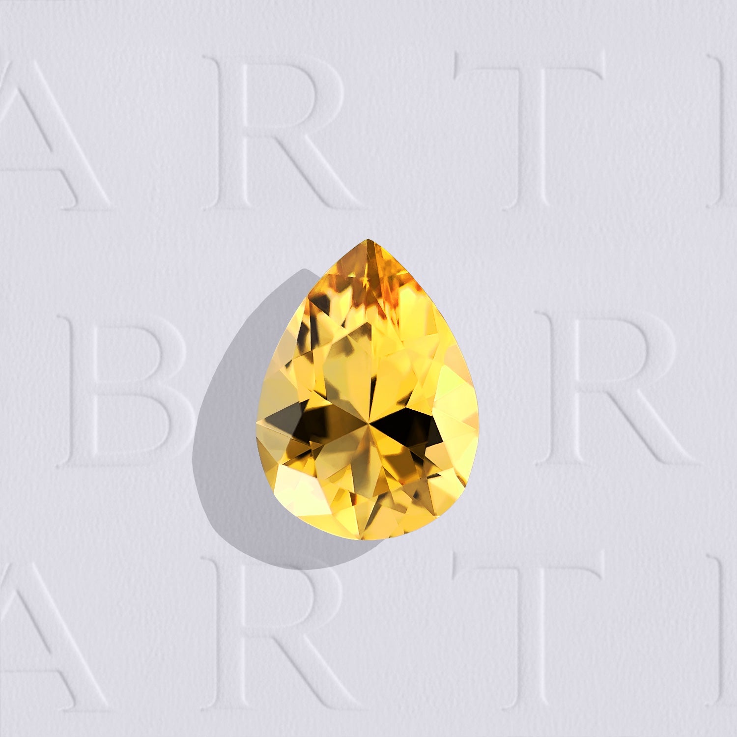 Citrine naturelle poire facettée de 2.43 carats, de couleur jaune-orangé prononcé, sans inclusion à la loupe 10x. Chauffe classique.