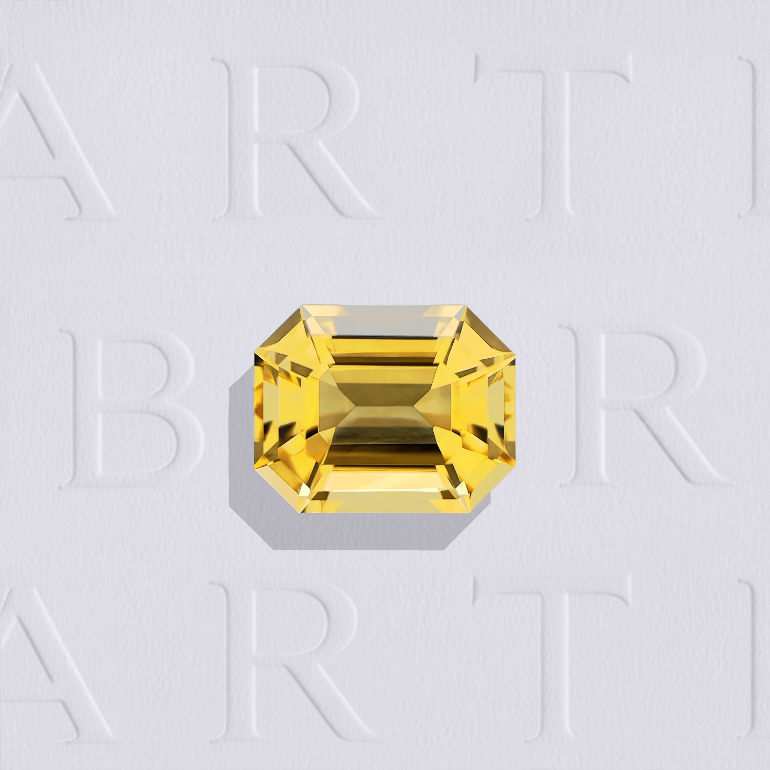 Citrine naturelle rectangle à pans coupés facettée de 1.46 carat, originaire du Brésil, de couleur jaune-orangé prononcé, sans inclusion à la loupe 10x. Chauffe classique.