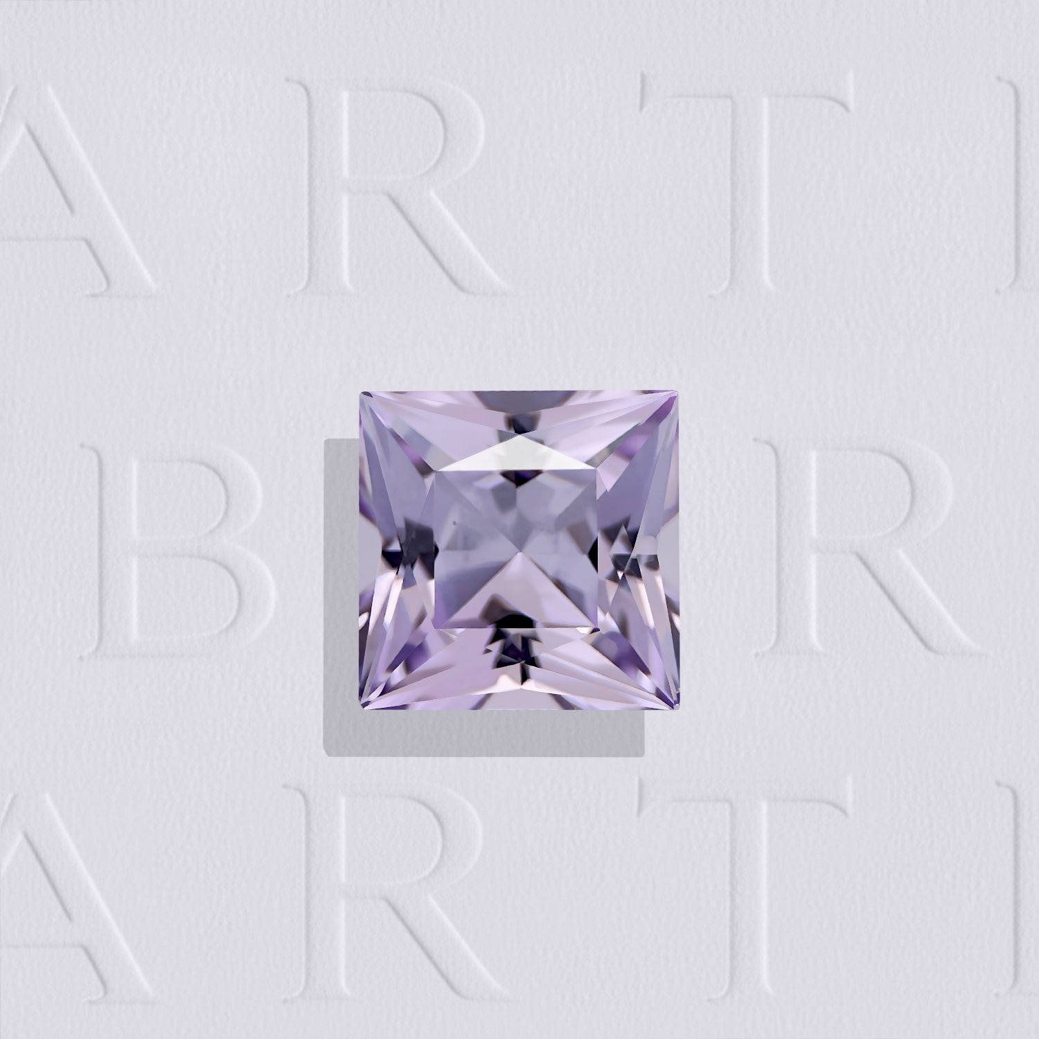 Améthyste naturelle princesse facettée de 0.91 carat, originaire du Brésil, de couleur violet-rosé léger et sans inclusion visible à l'œil nu.