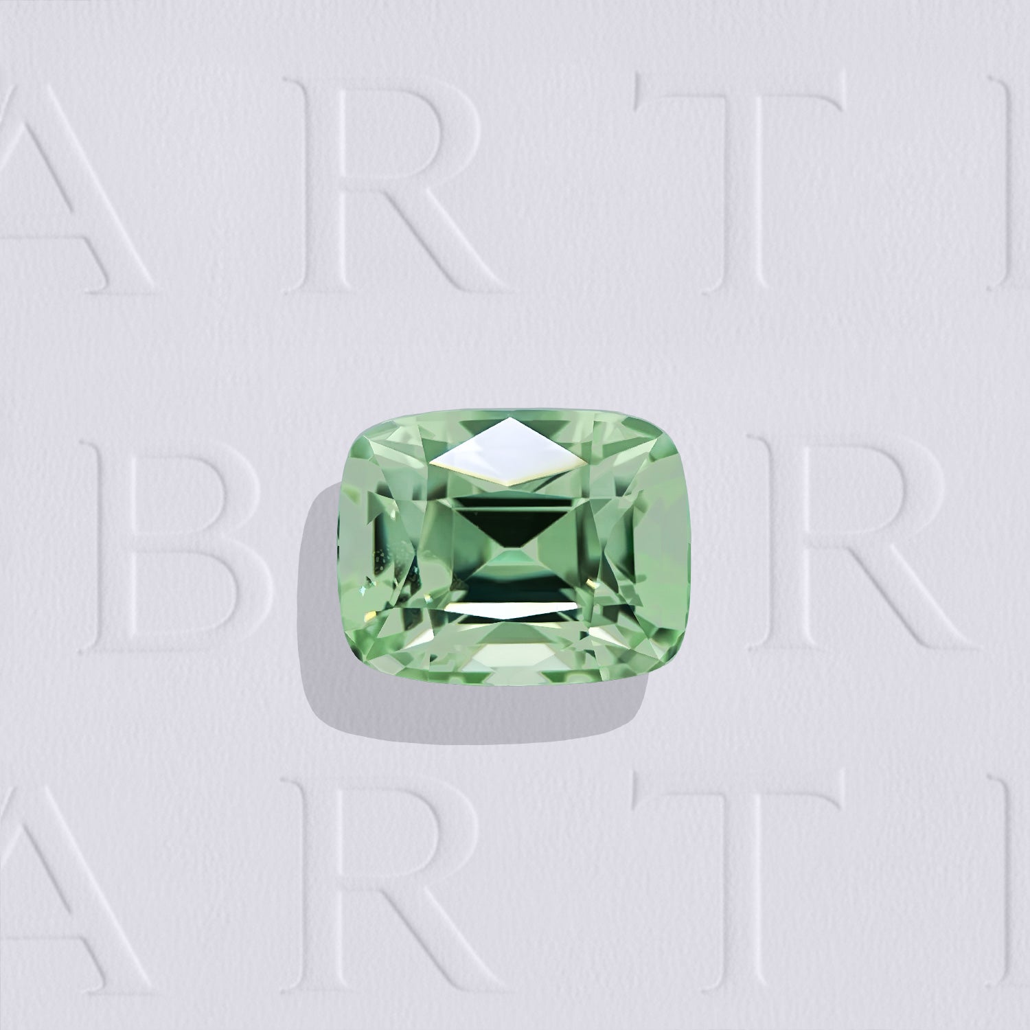 Grenat menthe naturel coussin rectangle facetté de 1.01 carat, originaire de Merelani en Tanzanie, de couleur vert-jaune prononcée, sans inclusion visible à l’œil nu et non traité.