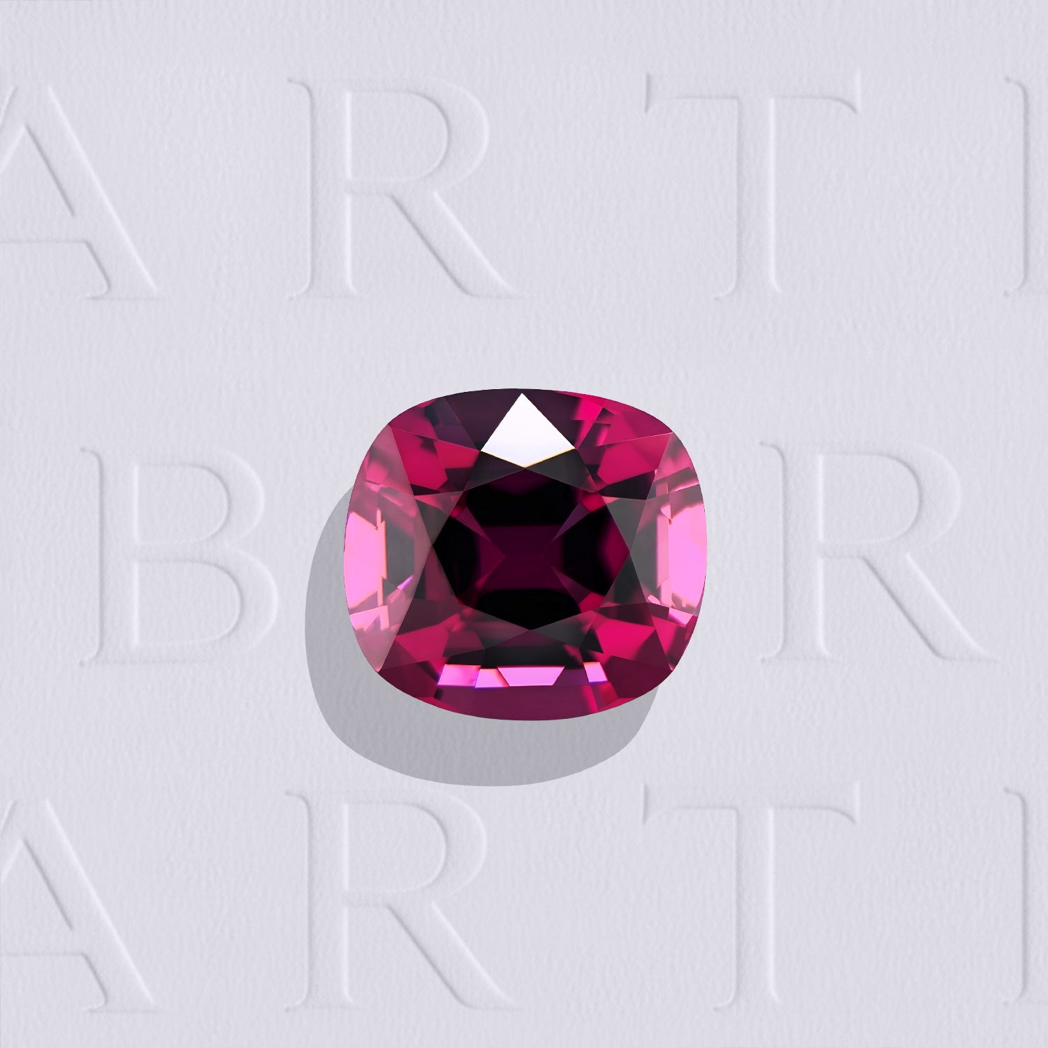 Grenat Rhodolite naturel coussin rectangle facetté de 2.12 carats, originaire de Tanzanie, de couleur violet-rosé soutenu, sans inclusion visible à l'œil nu et non traité.
