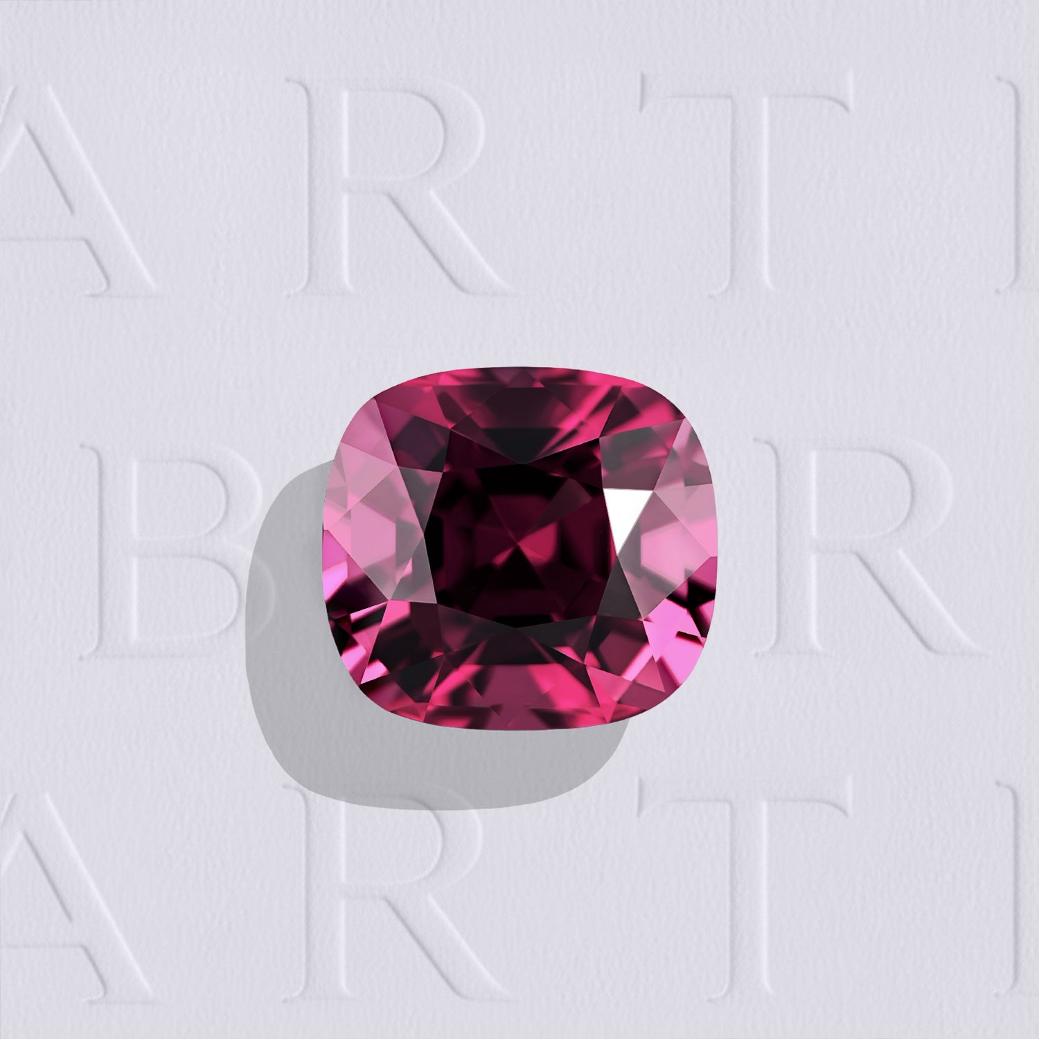 Grenat rhodolite naturel coussin rectangle facetté de 4.61 carats, originaire d'Elahera au Sri Lanka, de couleur violet-rosé intense et sans inclusion à la loupe 10x.