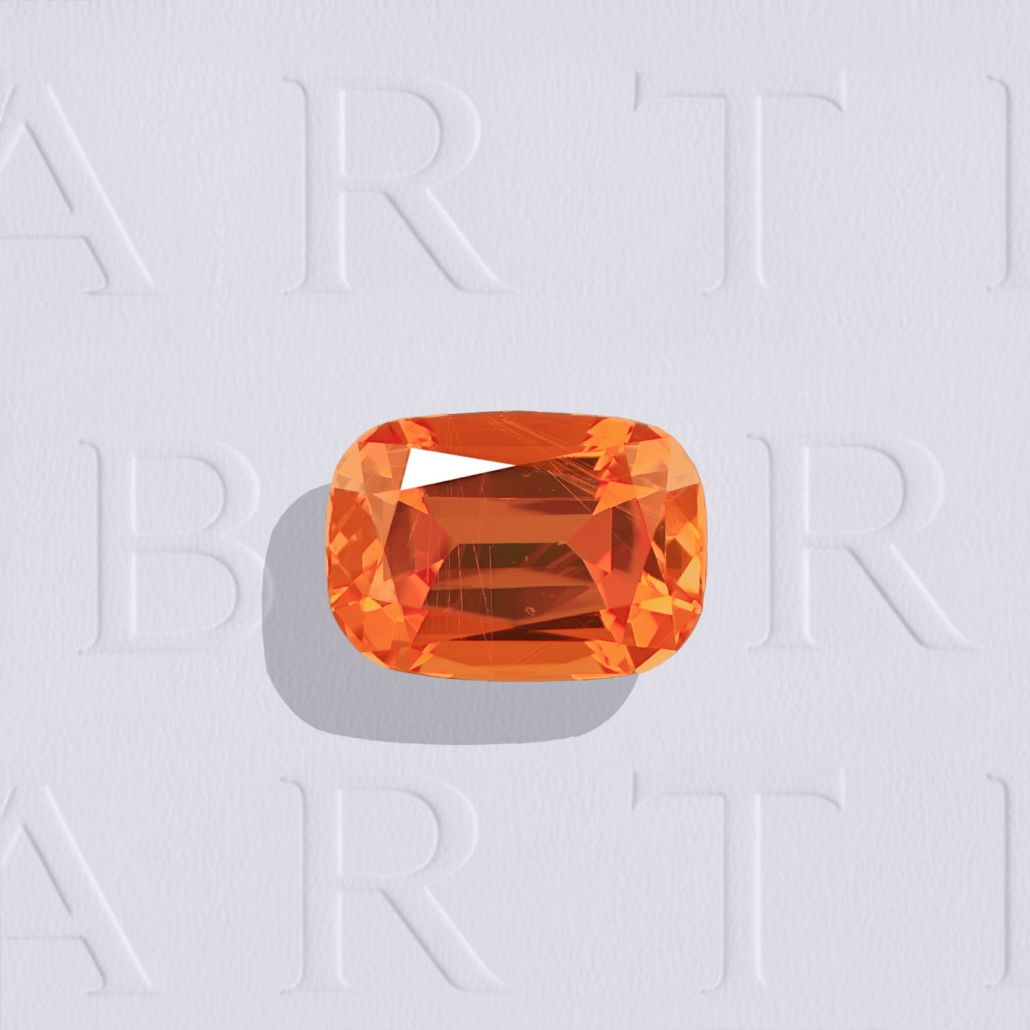 Grenat spessartite naturel coussin rectangle facetté de 1.29 carat, originaire du Nigéria, de couleur orange soutenu et légèrement inclus. Aucun traitement.