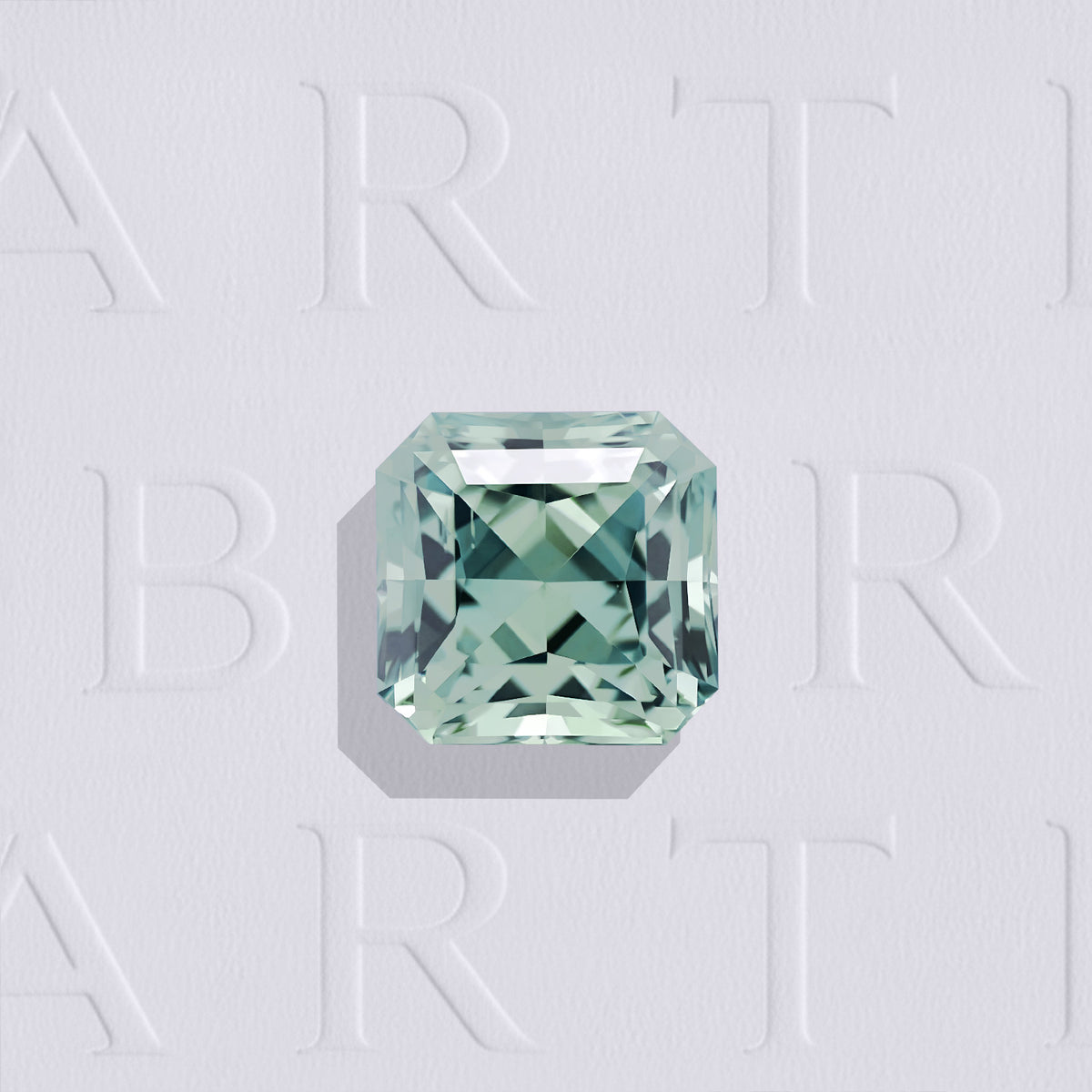 Saphir vert naturel carré à pans coupés facetté de 1.19 carat, originaire du Montana aux États-Unis, de couleur vert-jaune léger, légèrement inclus. Aucun traitement.
