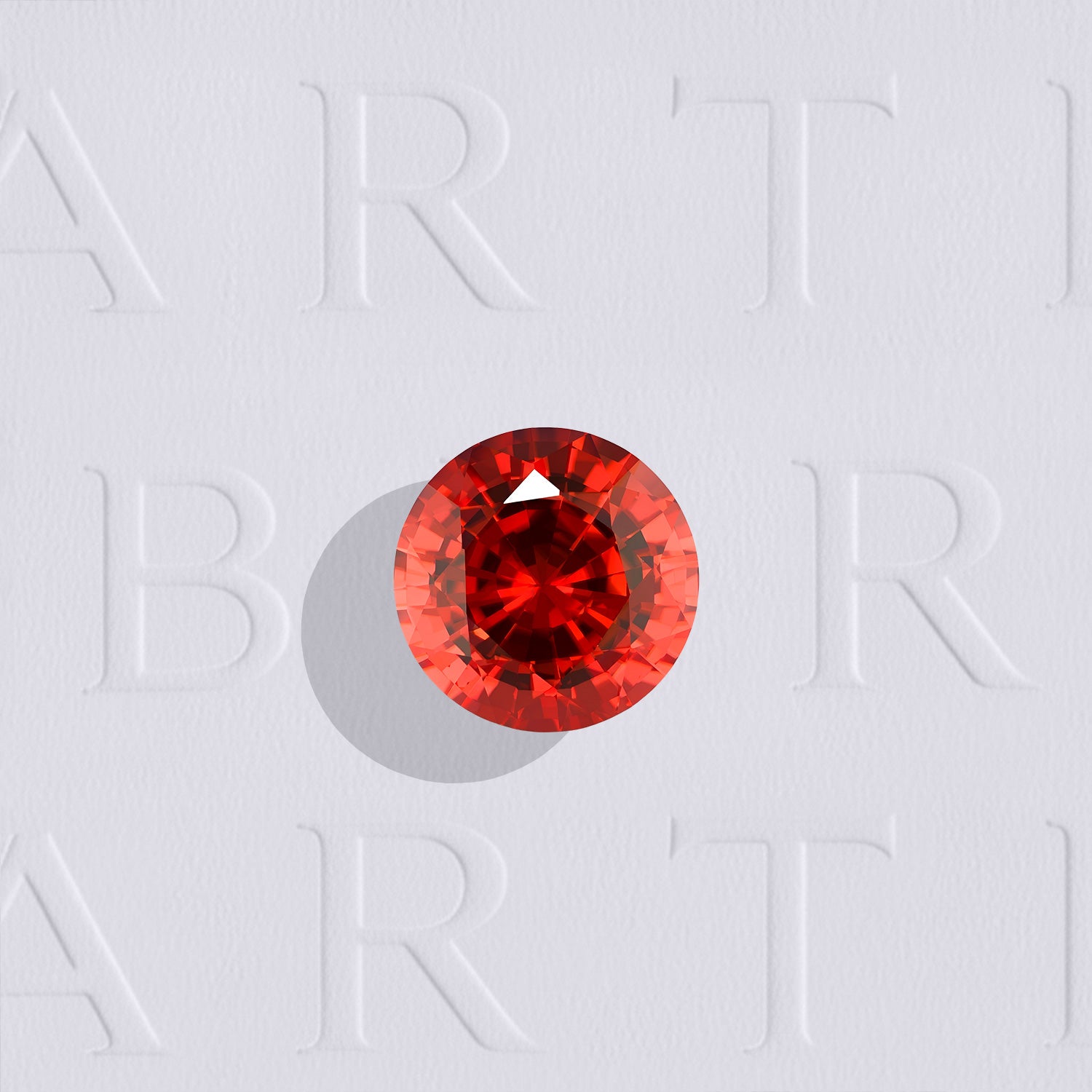 Spinelle rouge naturel rond facetté de 0.72 carat, originaire de Mahenge en Tanzanie, de couleur rouge orangé intense et très légèrement inclus.