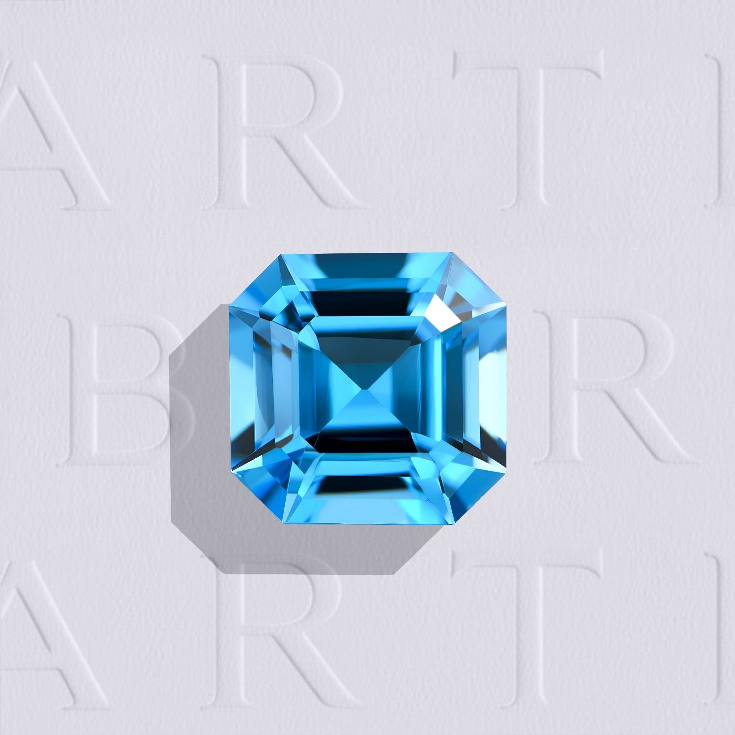 Topaze bleue 3,28 carats, carré à pans coupés facetté, couleur cyan bleuté intense, provenance Brésil