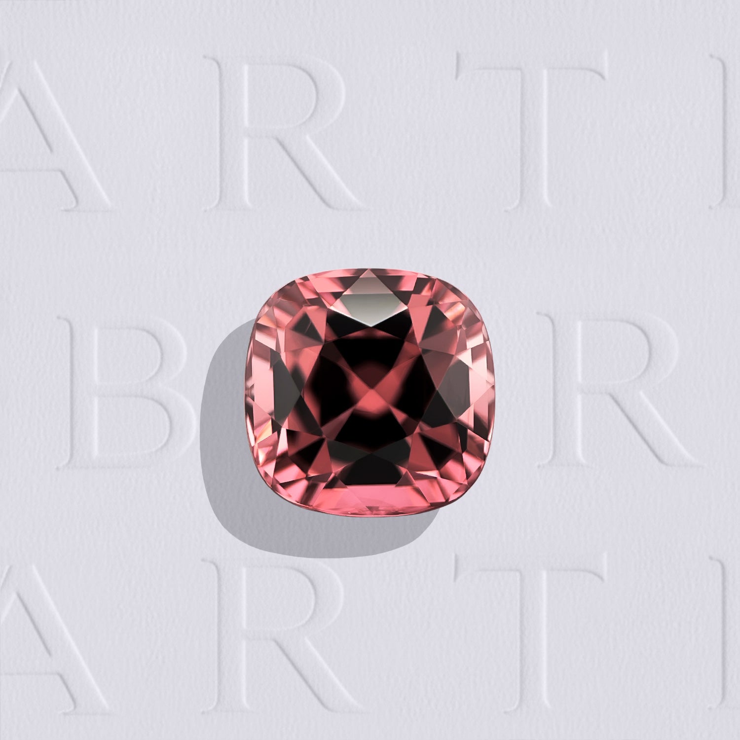 Tourmaline rose naturelle coussin carré facettée de 2.58 carats, de couleur rose soutenu, originaire du Congo et sans inclusion visible à l'œil nu.