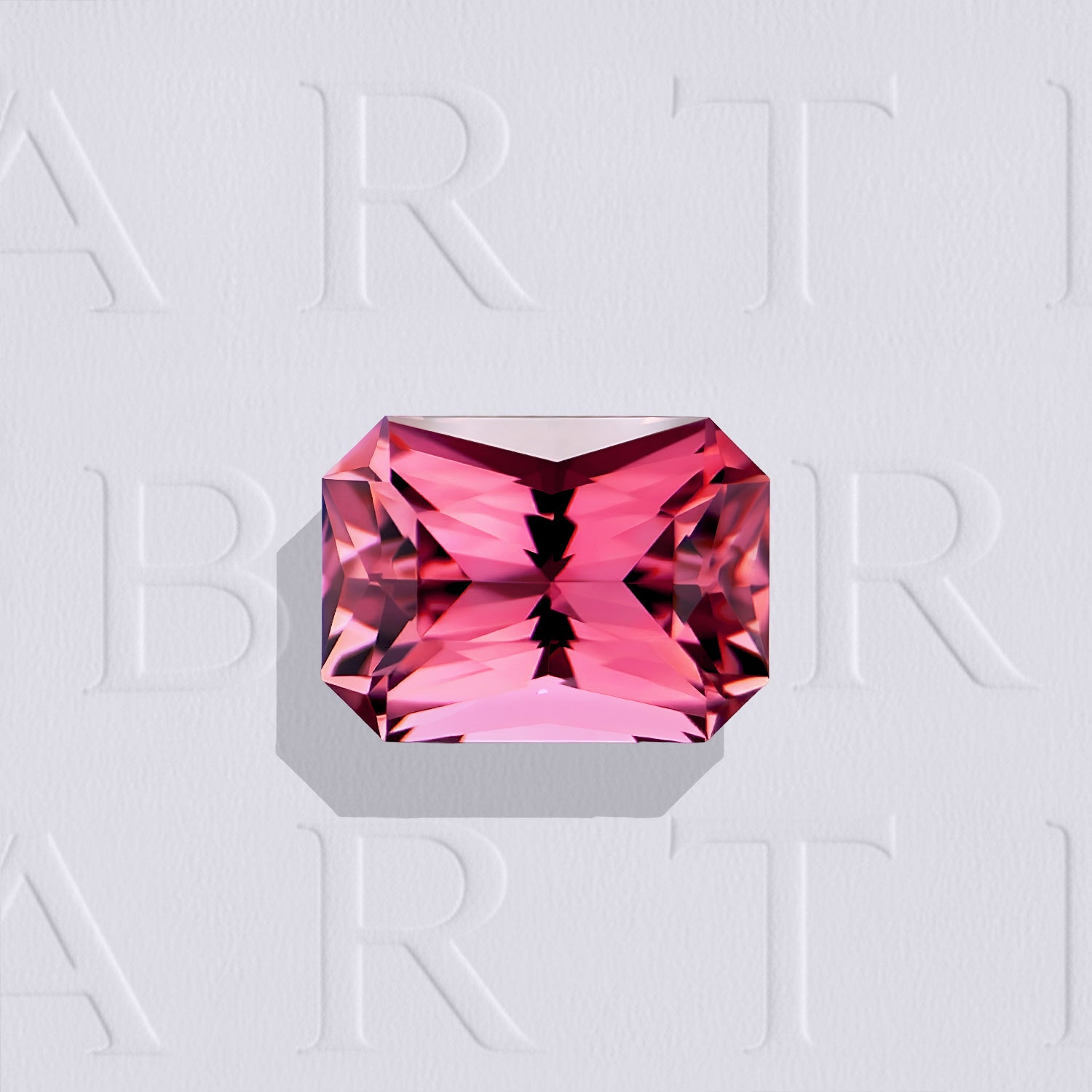 Tourmaline rose naturelle rectangle à pans coupés facettée de 1.74 carat, originaire de la République démocratique du Congo, de couleur rose-violet soutenu, sans inclusion visible à l'œil nu et non traitée.