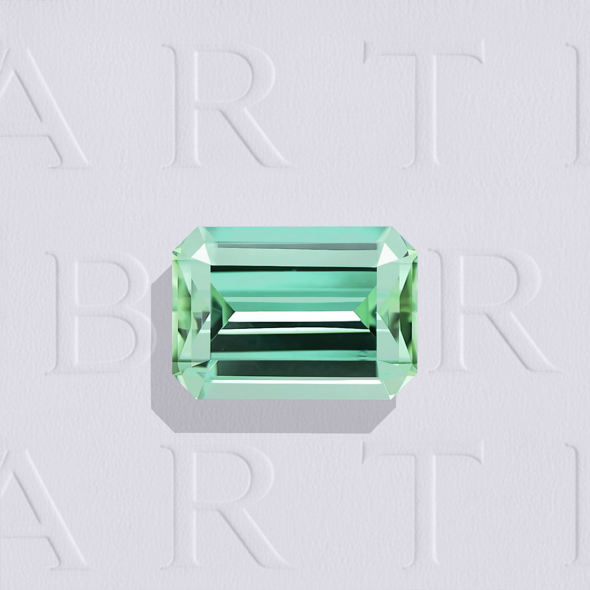 Tourmaline verte naturelle rectangle à pans coupés facettée de 2.16 carats, originaire d’Afghanistan, de couleur vert-bleuté prononcé, sans inclusion visible à l'œil nu. Aucun traitement.