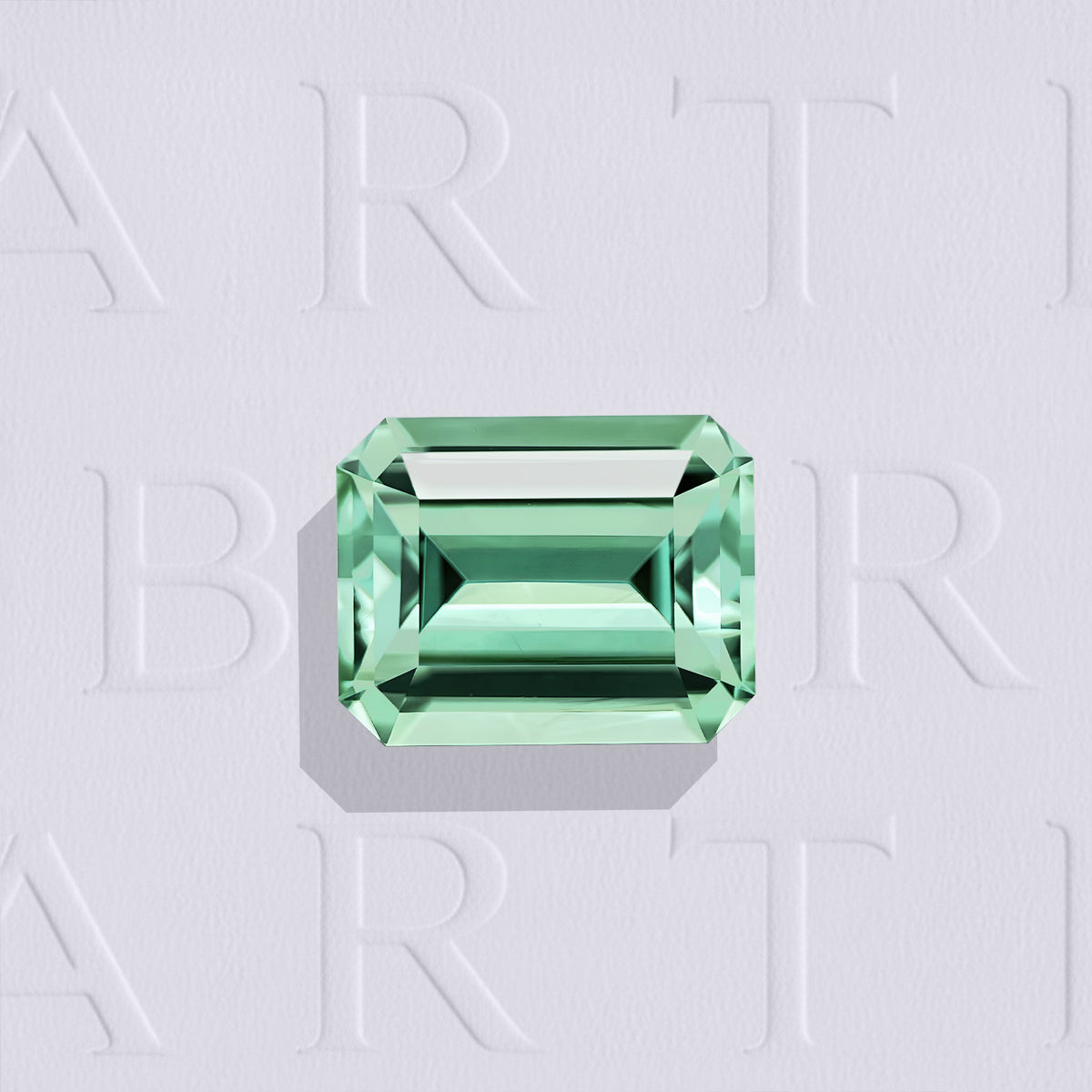 Tourmaline verte naturelle rectangle à pans coupés facettée de 2.42 carats, originaire d’Afghanistan, de couleur vert-bleuté prononcé, sans inclusion visible à l'œil nu. Aucun traitement.