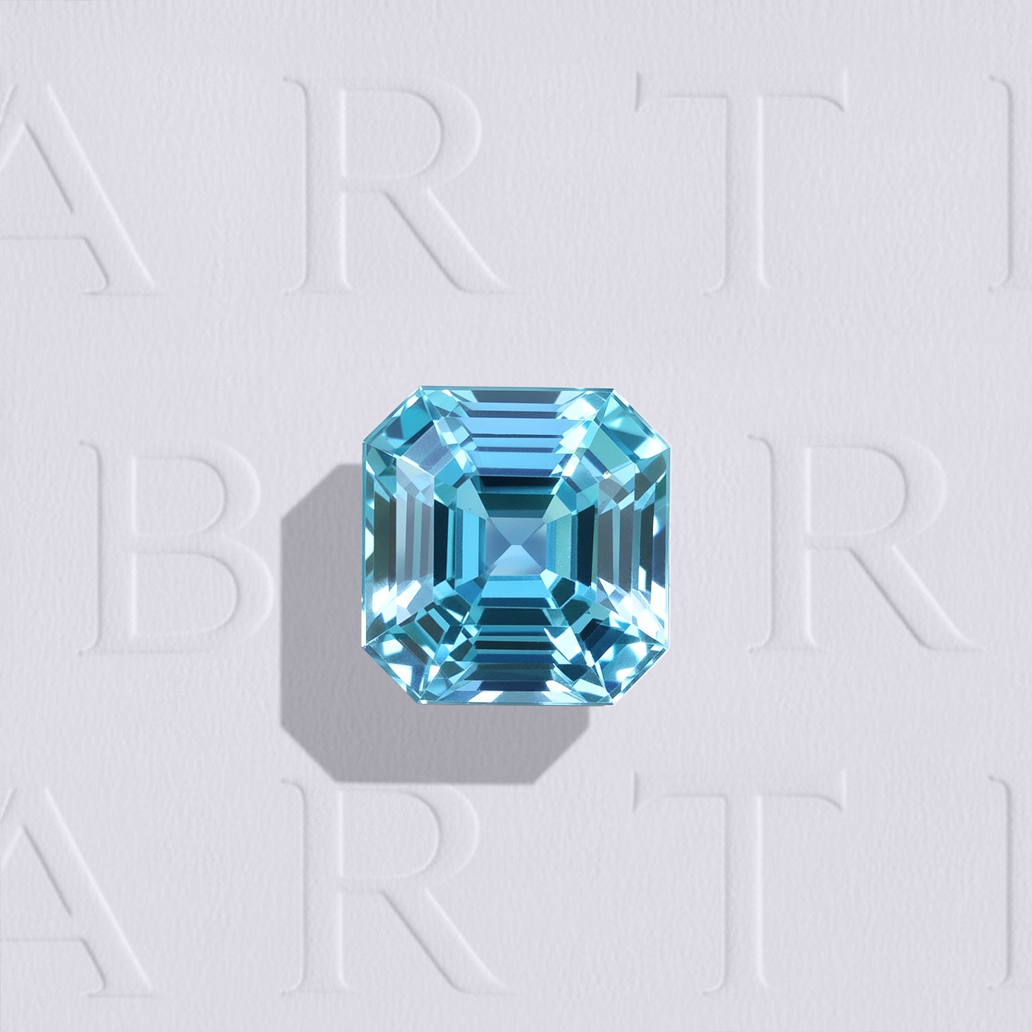 Zircon bleu naturel carré à pans coupés de 1.41 carat facetté, couleur cyan soutenu, chauffe traditionnelle, origine Cambodge